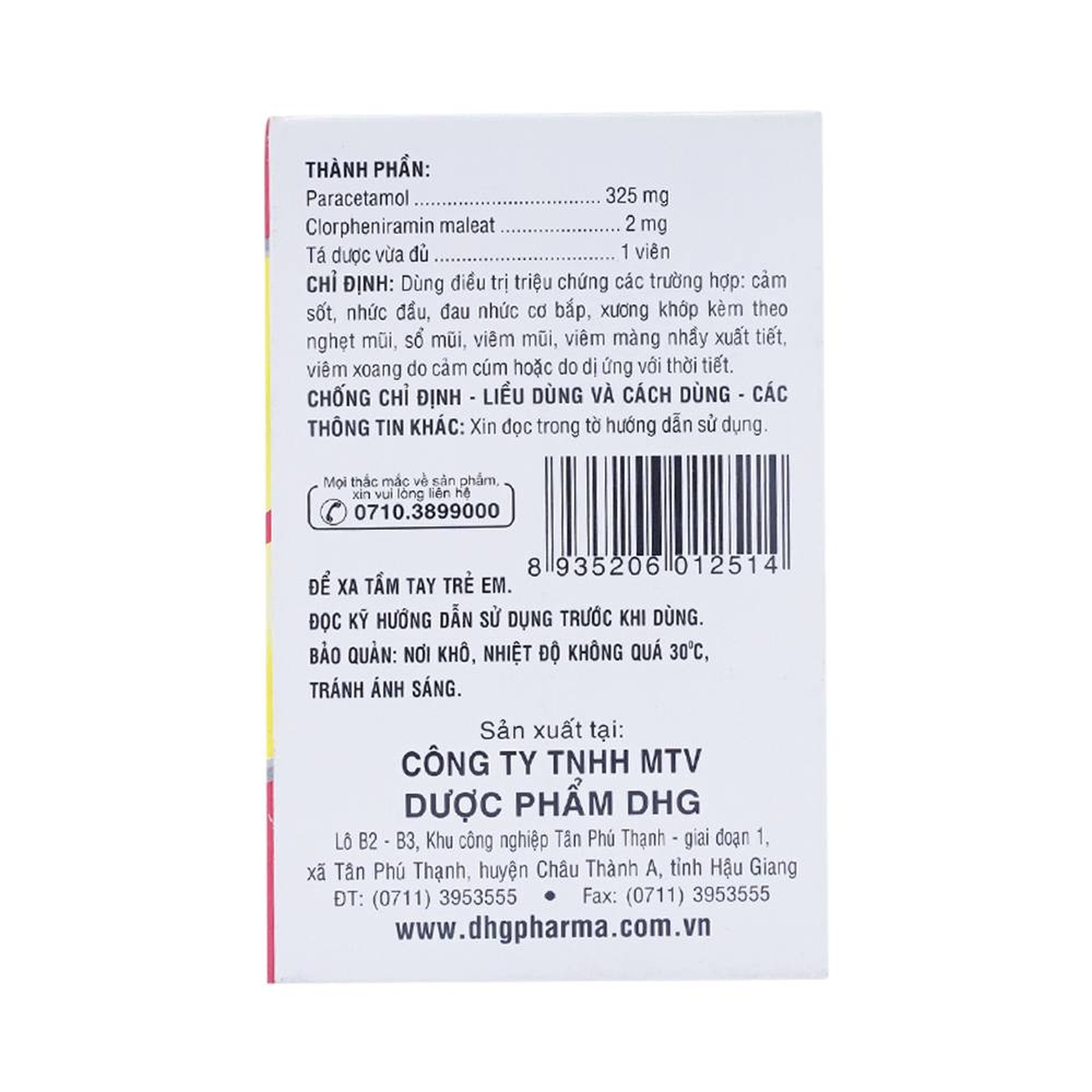 Thuốc Coldacmin Flu DHG điều trị triệu chứng cảm sốt, nhức đầu, đau nhức cơ bắp (10 vỉ x 10 viên)