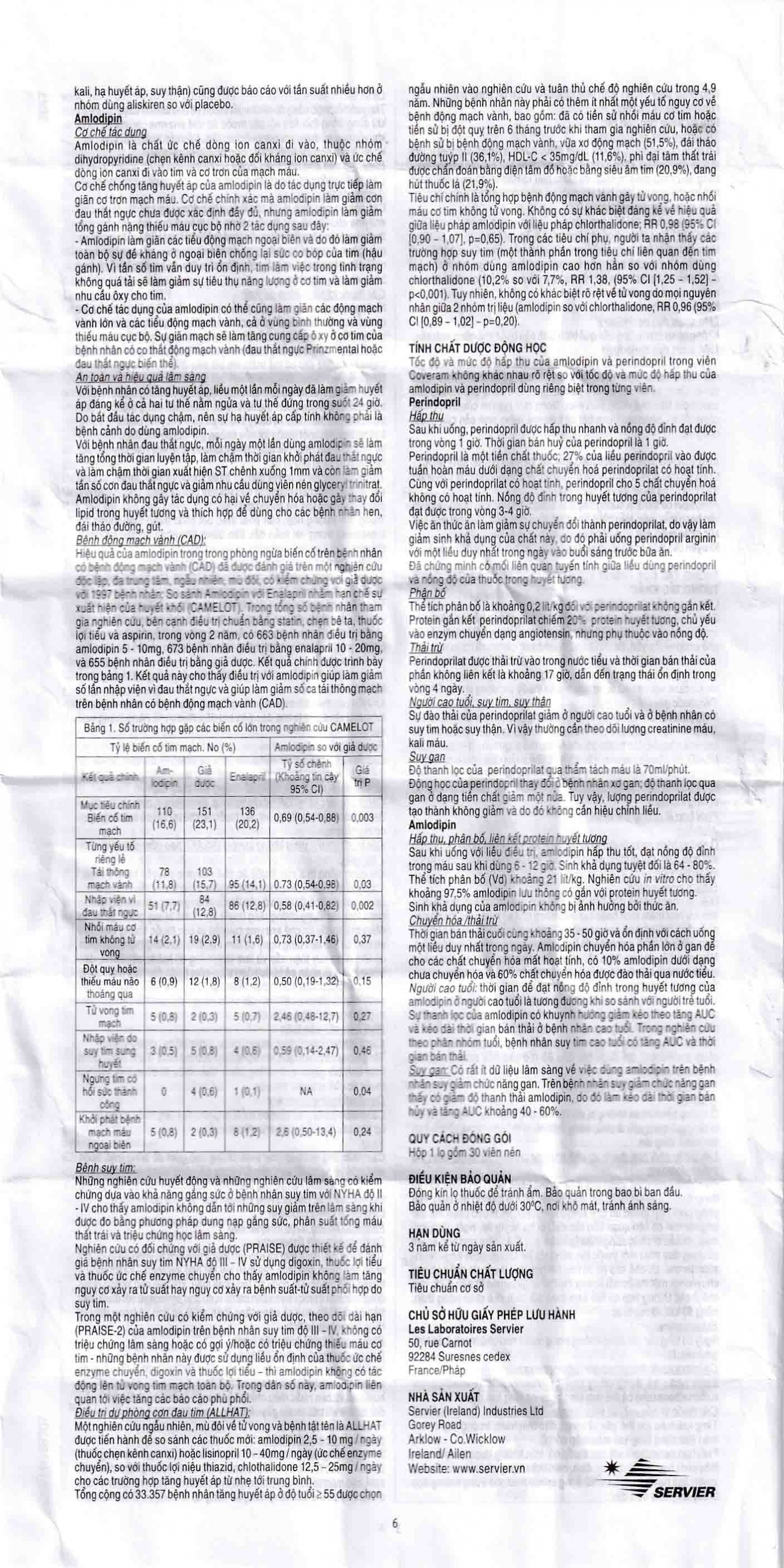 Thuốc Coveram 10mg/10mg Servier điều trị tăng huyết áp (30 viên)