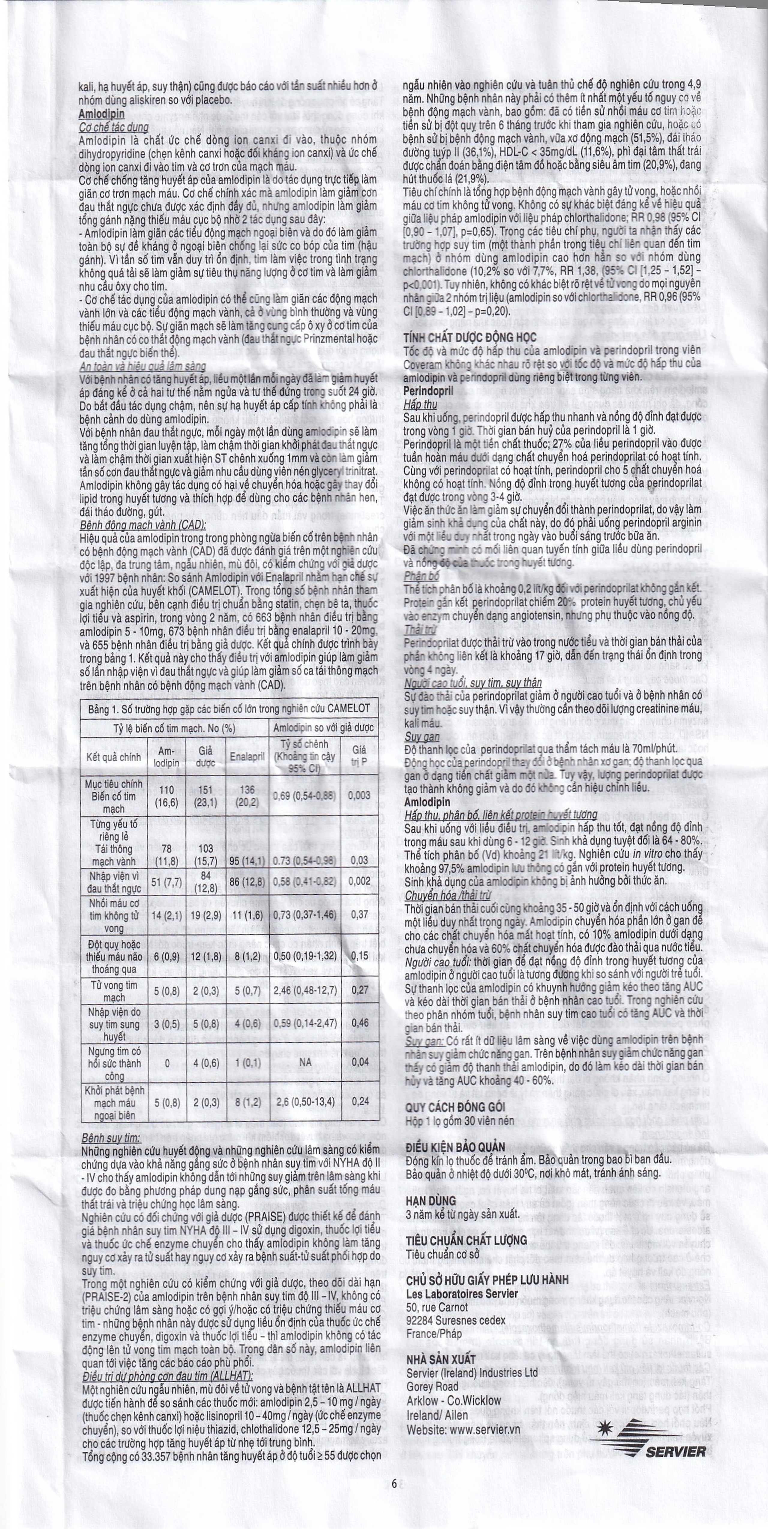 Thuốc Coveram 5mg/10mg Servier điều trị tăng huyết áp (30 viên)