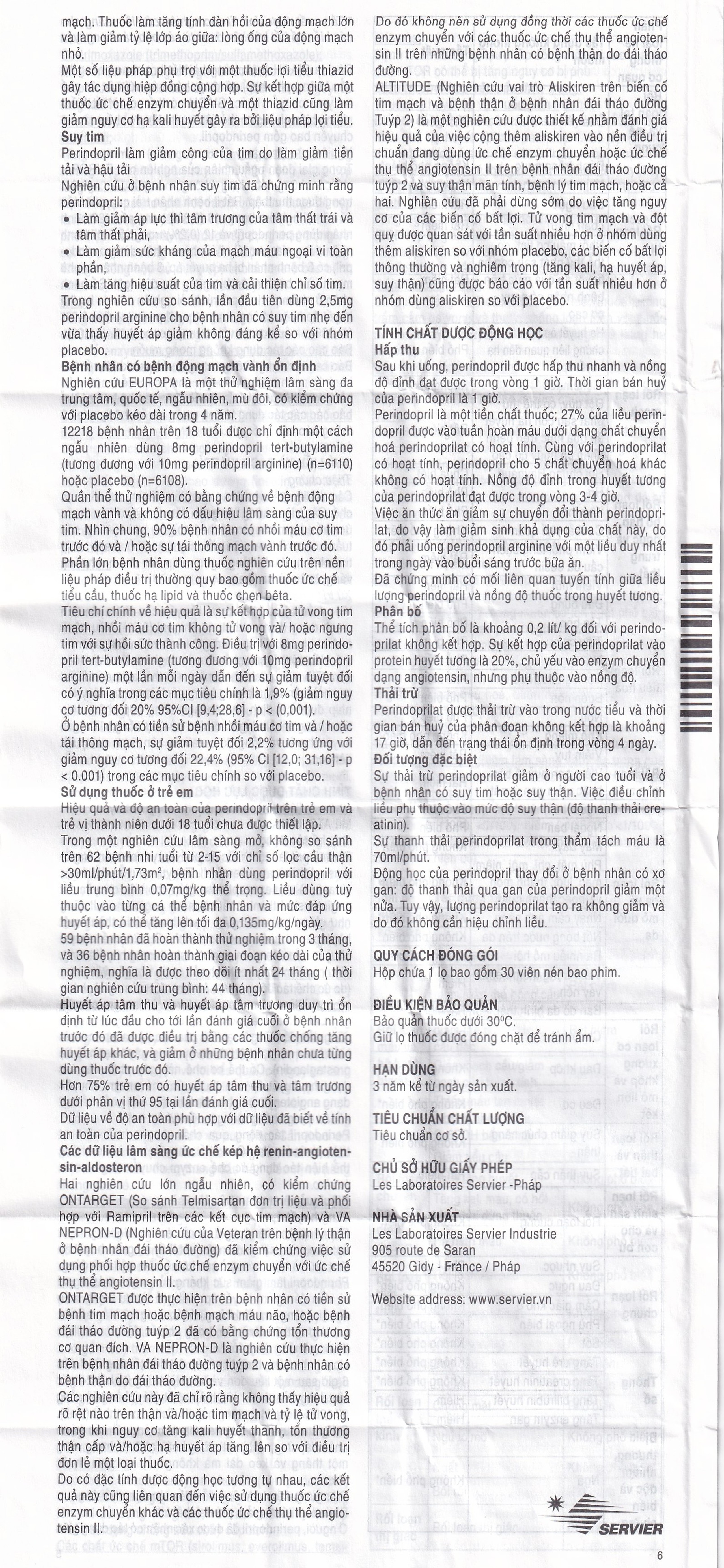 Thuốc Coversyl 5mg Servier điều trị tăng huyết áp (30 viên)