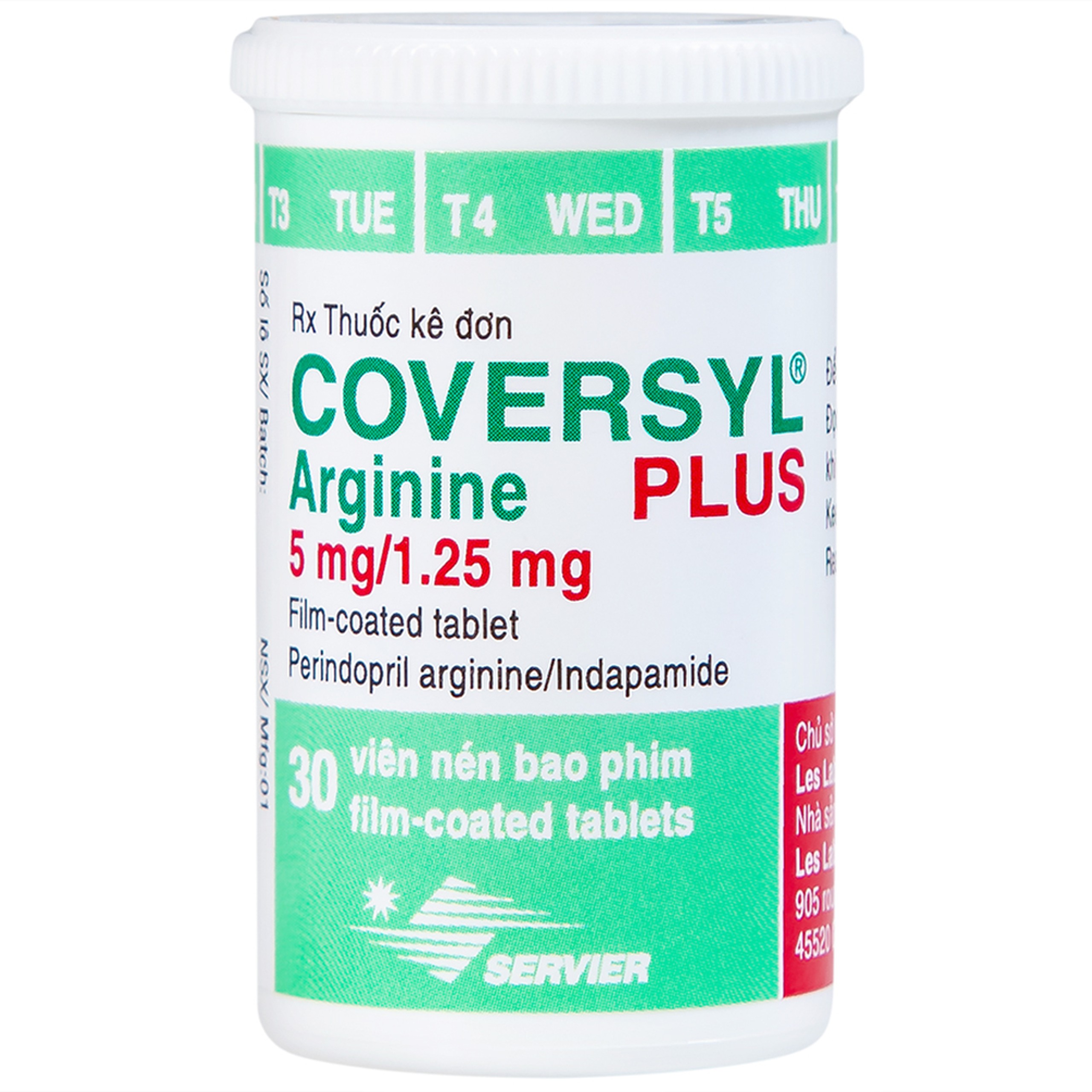 Thuốc Coversyl Plus 5mg/1.25mg Servier điều trị tăng huyết áp (30 viên)