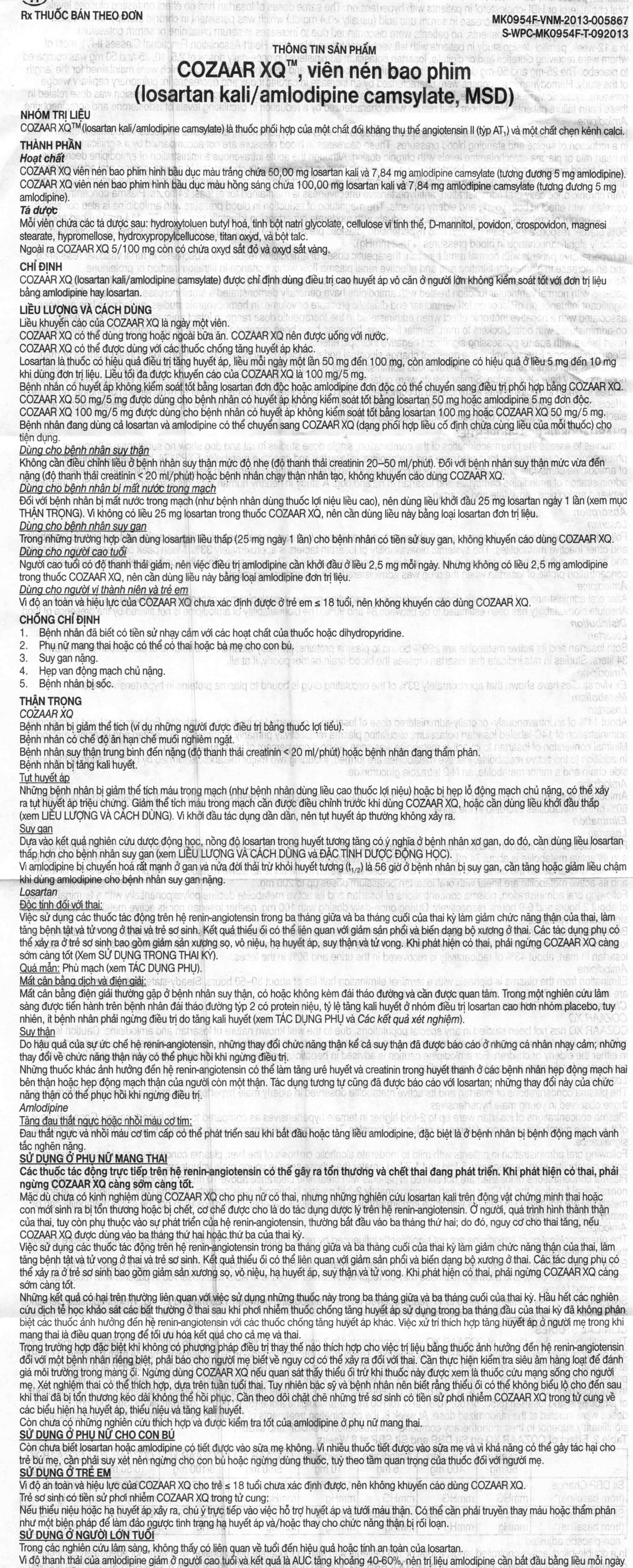 Thuốc Cozaar XQ 5/100mg MSD điều trị cao huyết áp vô căn (3 vỉ x 10 viên)