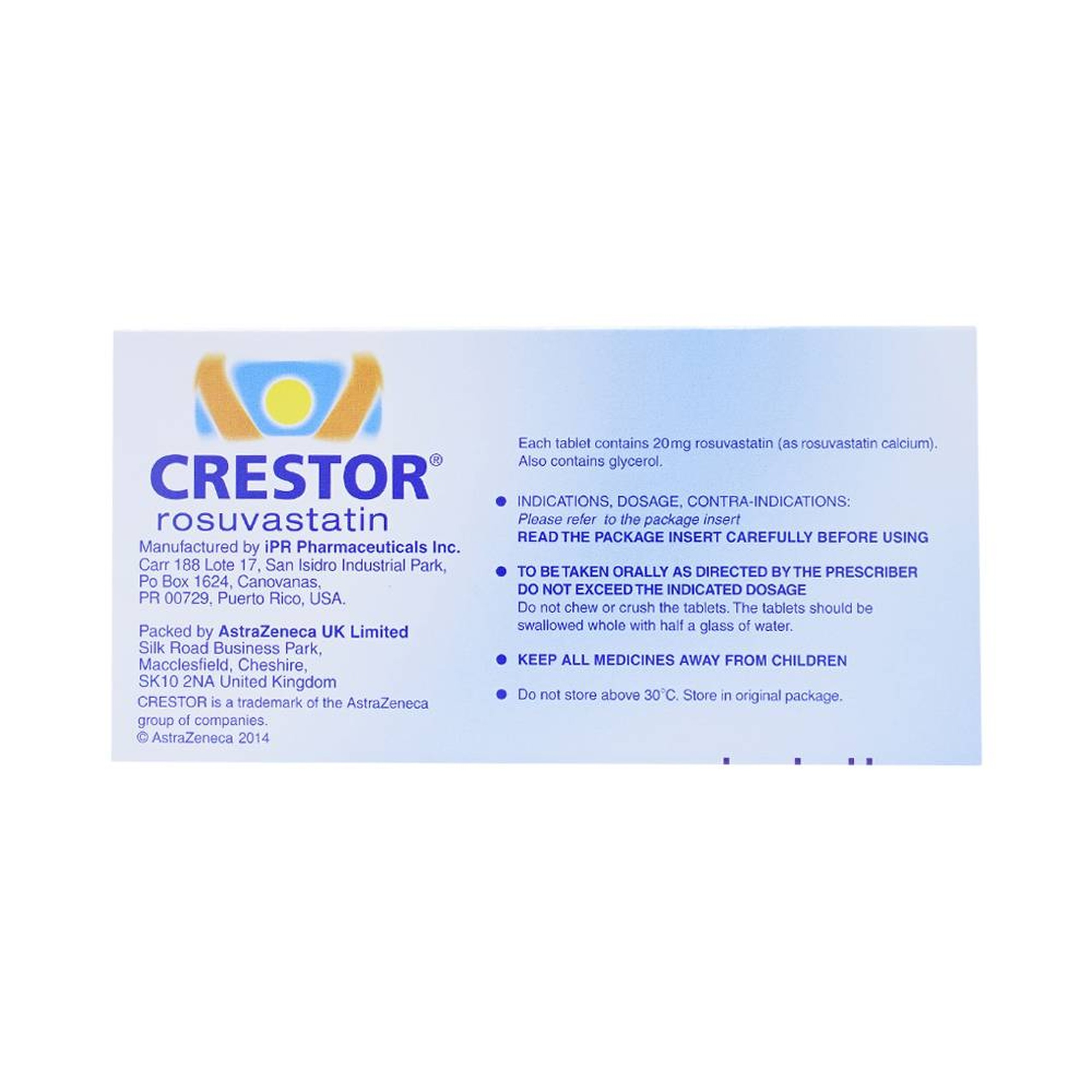 Thuốc Crestor 20mg AstraZeneca điều trị tăng cholesterol máu nguyên phát (2 vỉ x 14 viên)