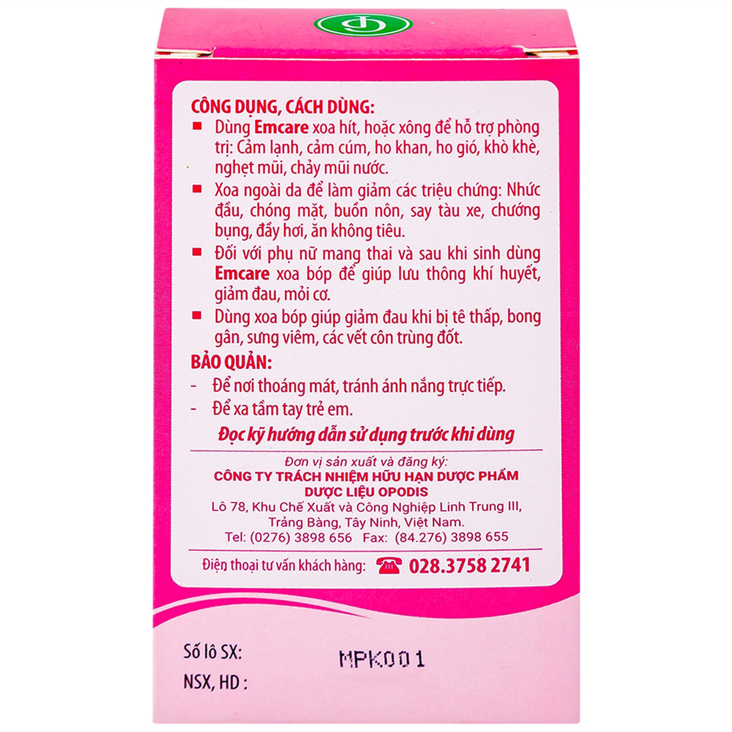 Dầu tràm Emcare cho bé ngừa cảm, xoa bóp giảm đau nhức (25ml)