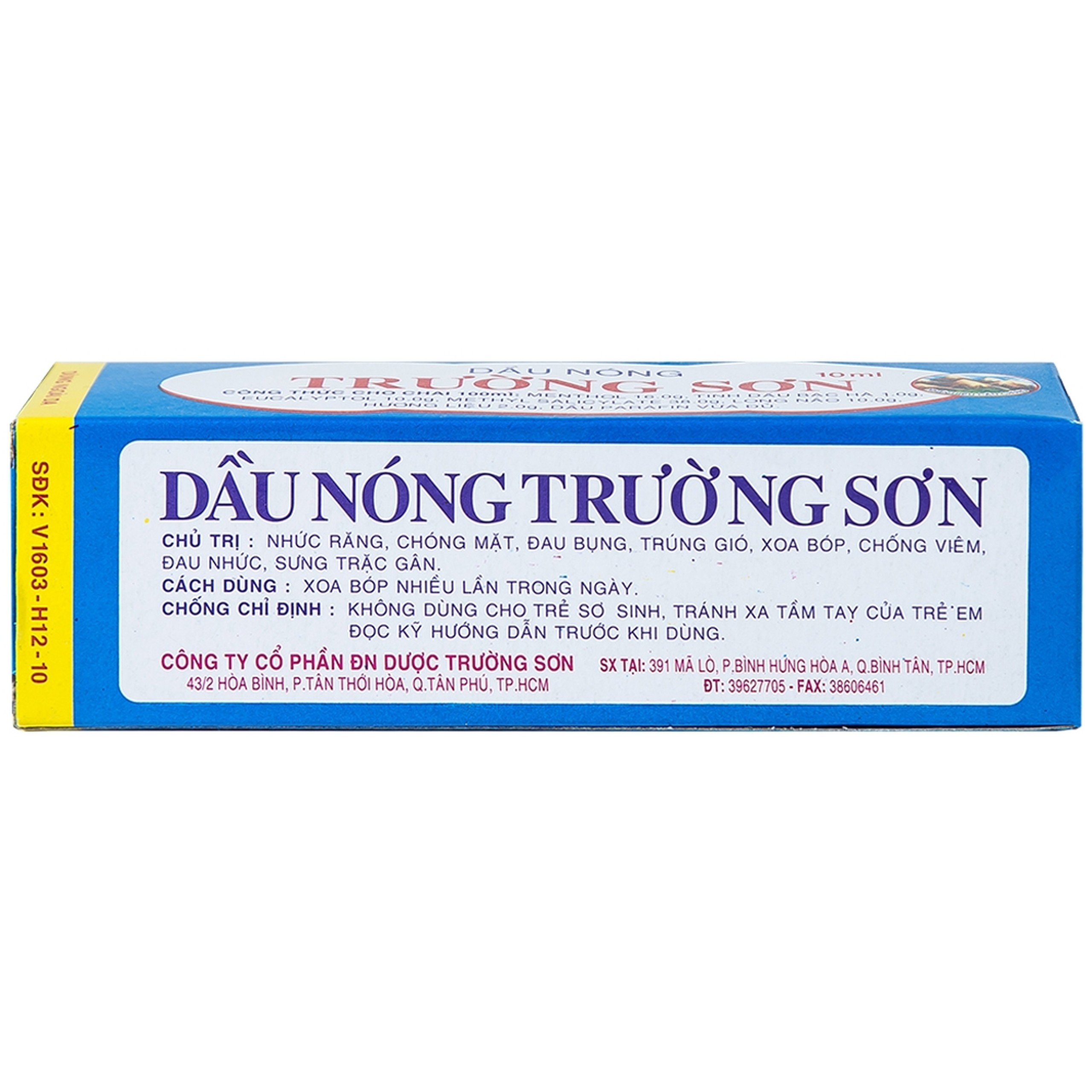 Dầu nóng Trường Sơn điều trị cảm, ho, số mũi, trúng gió (10 chai x 10ml)