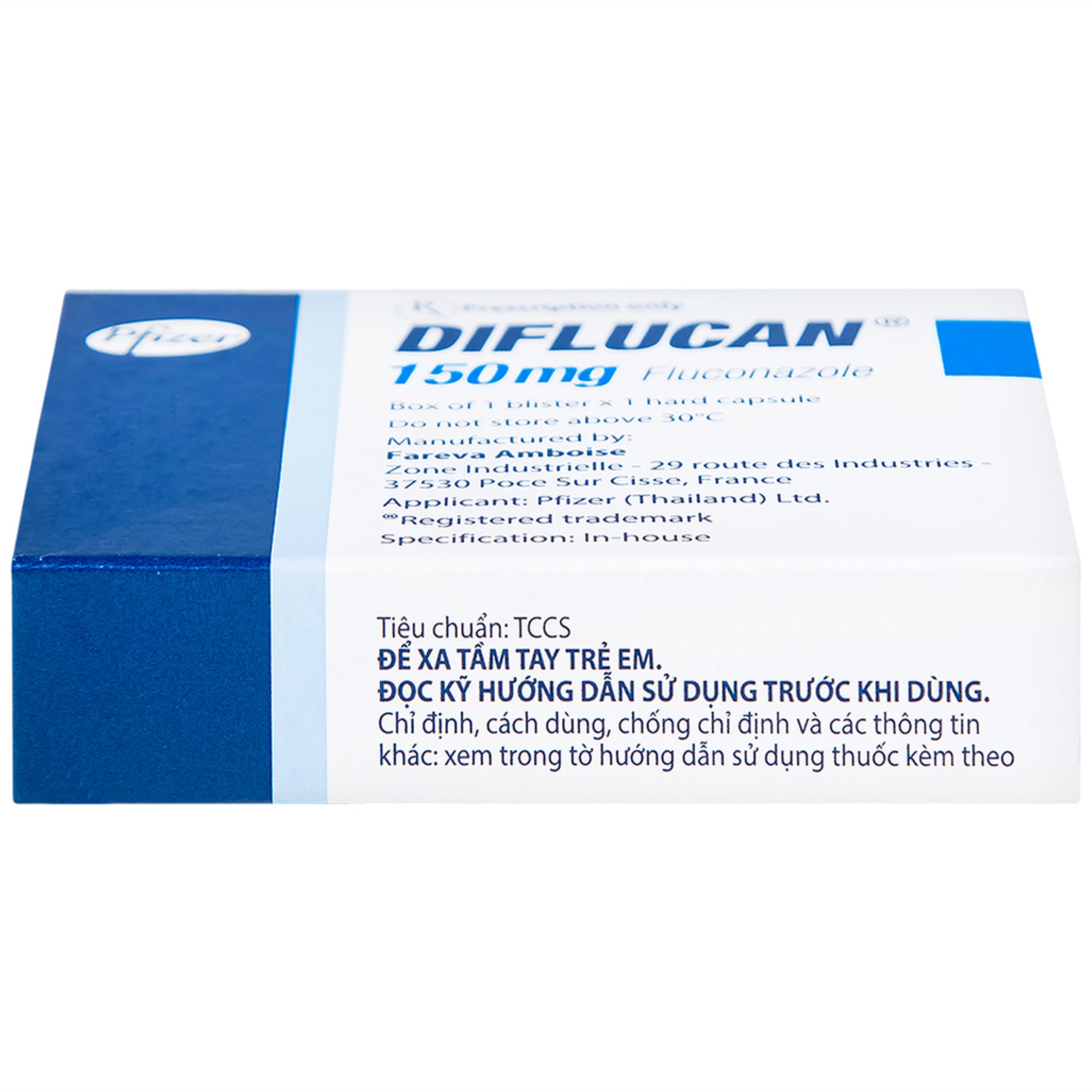 Thuốc Diflucan 150mg Pfizer điều trị tình trạng nhiễm nấm (1 vỉ x 1 viên)