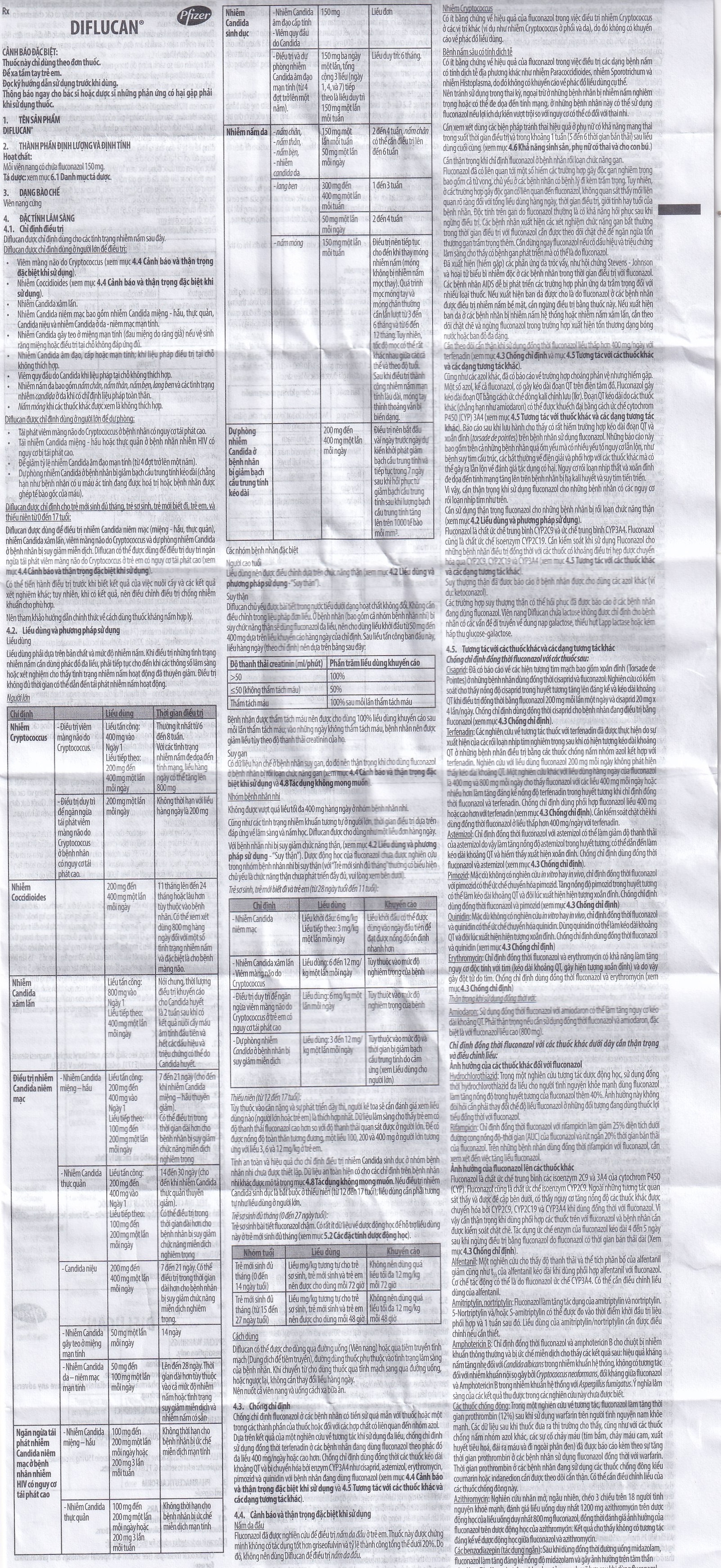 Thuốc Diflucan 150mg Pfizer điều trị tình trạng nhiễm nấm (1 vỉ x 1 viên)