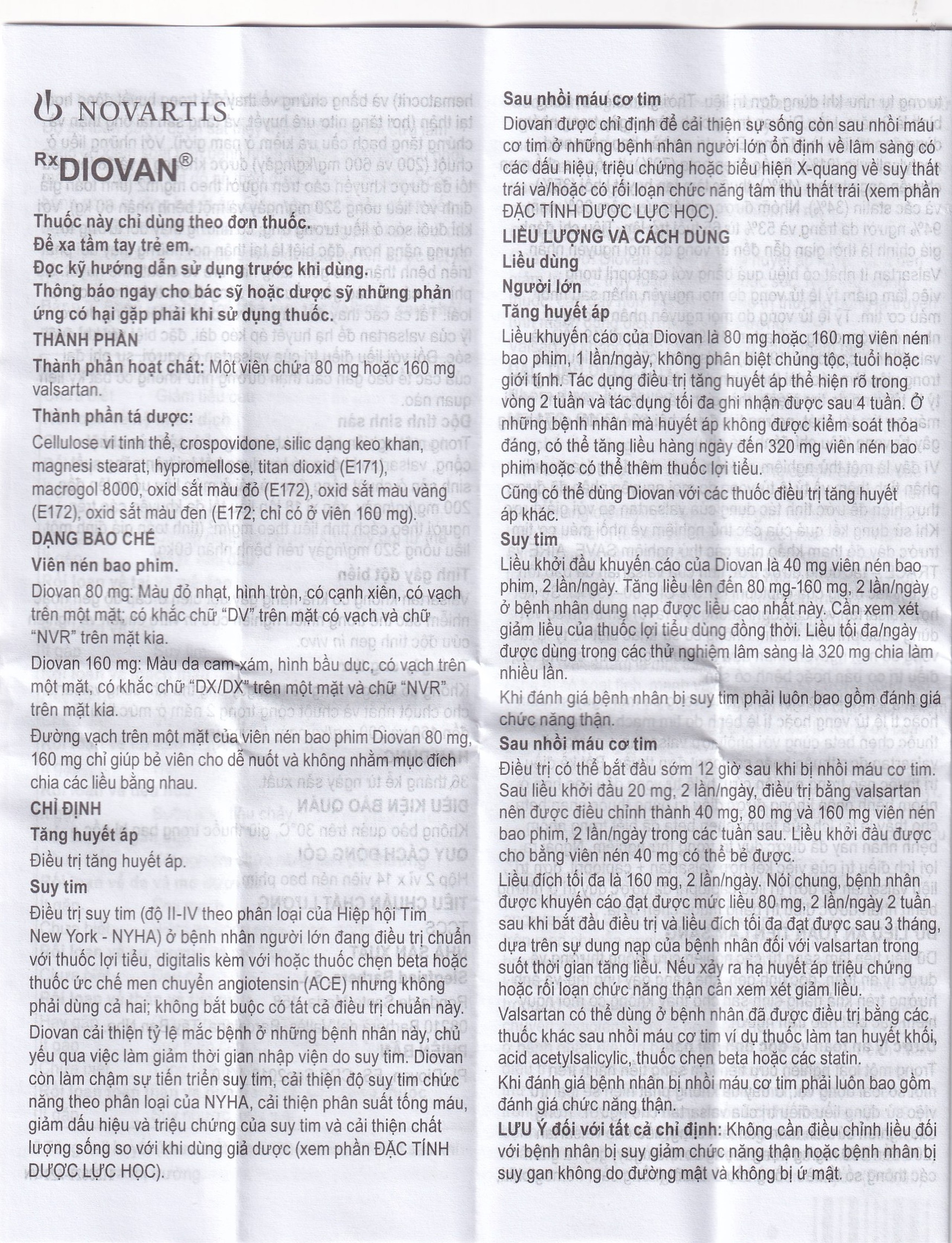 Thuốc Diovan 80 Novartis điều trị bệnh tăng huyết áp, suy tim (2 vỉ x 14 viên)
