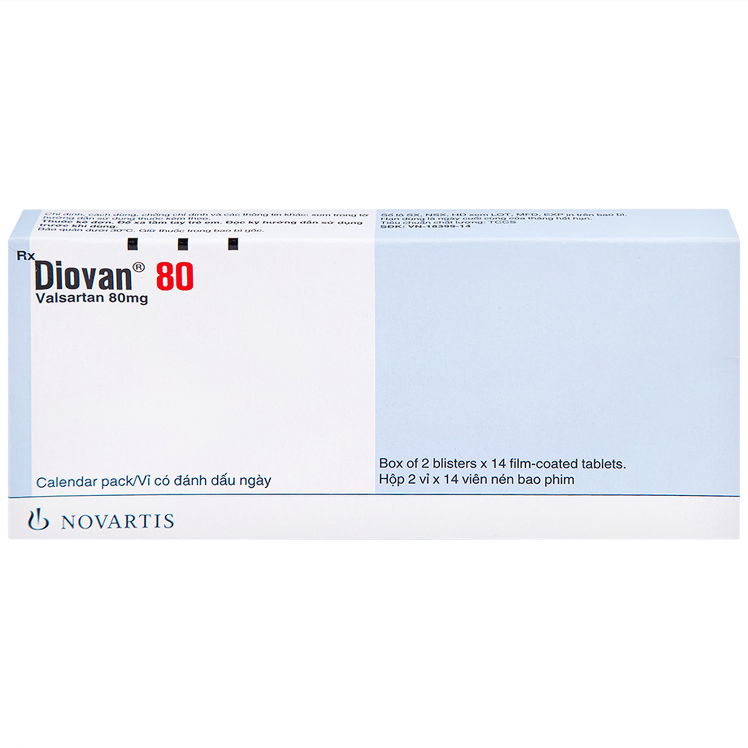 Thuốc Diovan 80 Novartis điều trị bệnh tăng huyết áp, suy tim (2 vỉ x 14 viên)