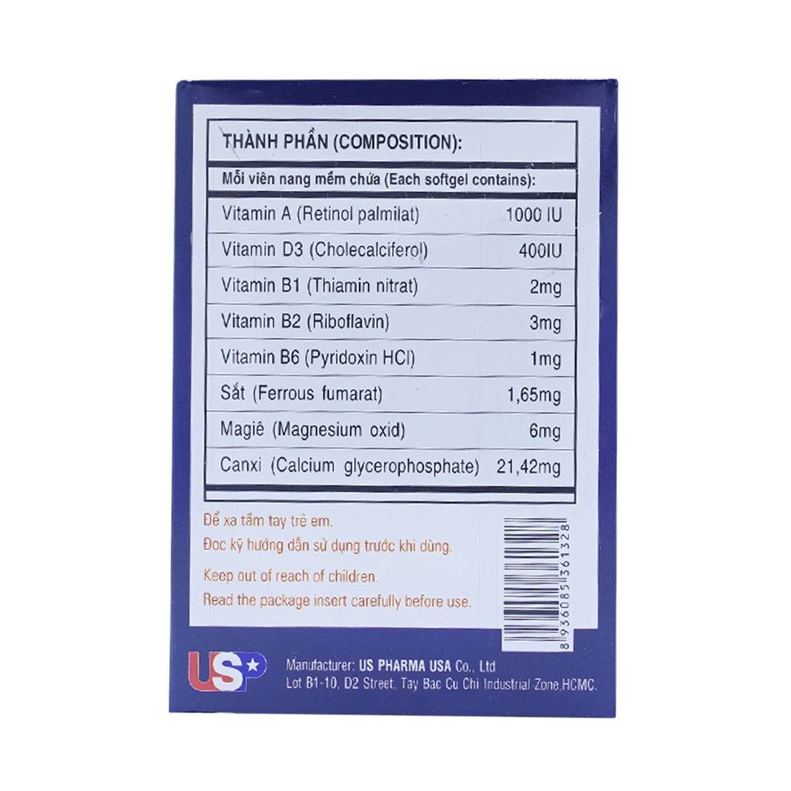 Thuốc Drimy USP bổ sung vitamin, khoáng chất (10 vỉ x 10 viên)