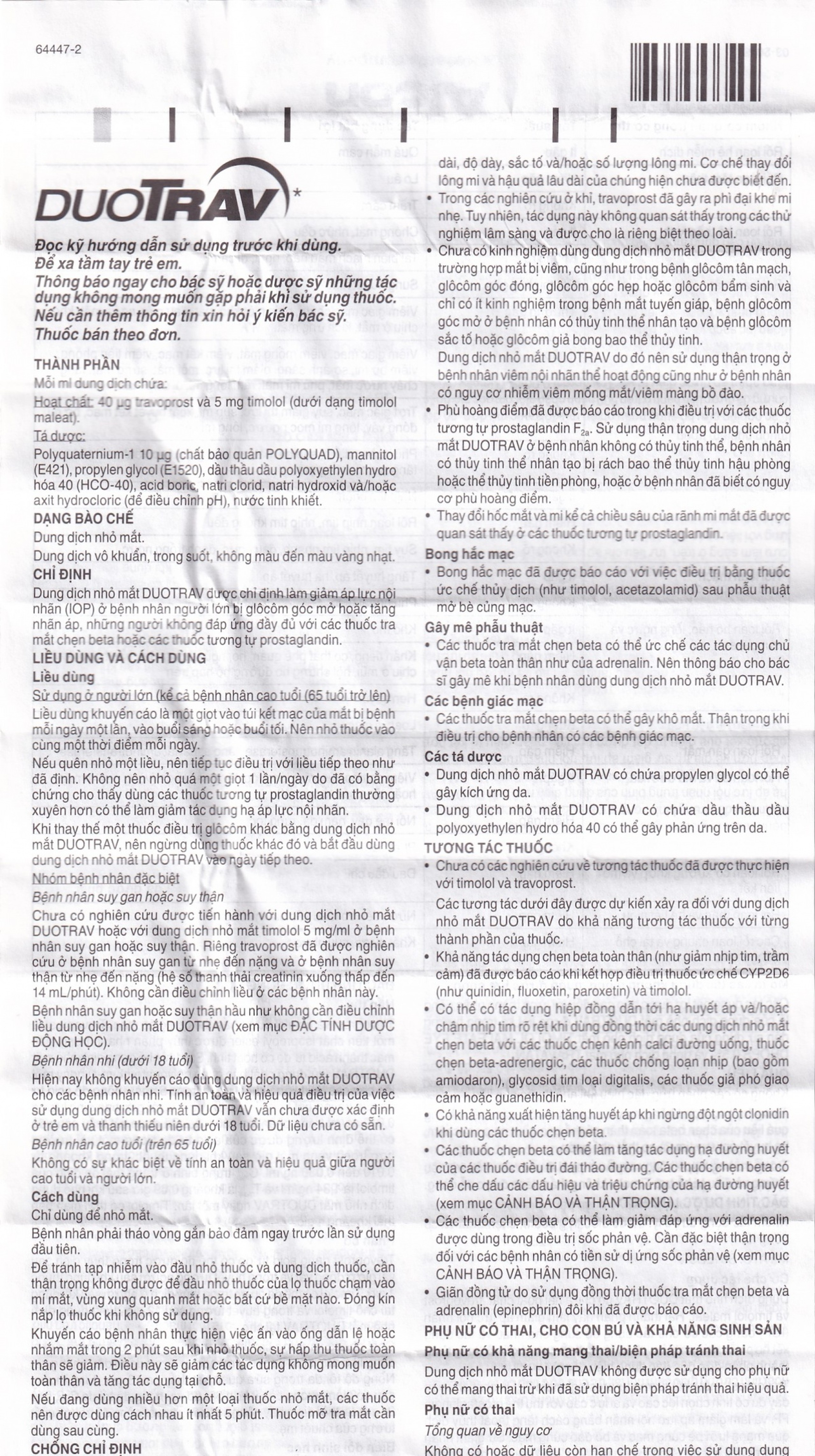 Thuốc nhỏ mắt Duotrav Alcon giảm áp lực nội nhãn (2.5ml)