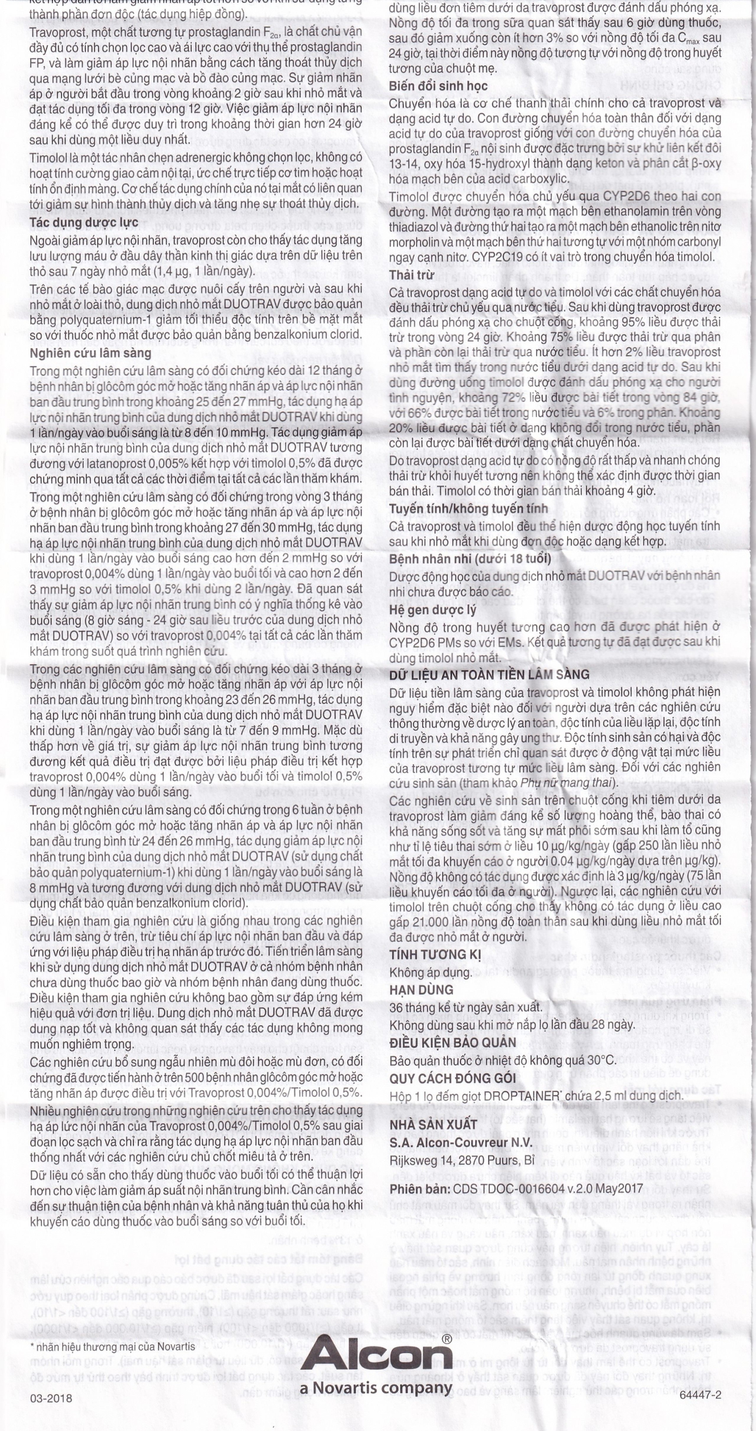 Thuốc nhỏ mắt Duotrav Alcon giảm áp lực nội nhãn (2.5ml)