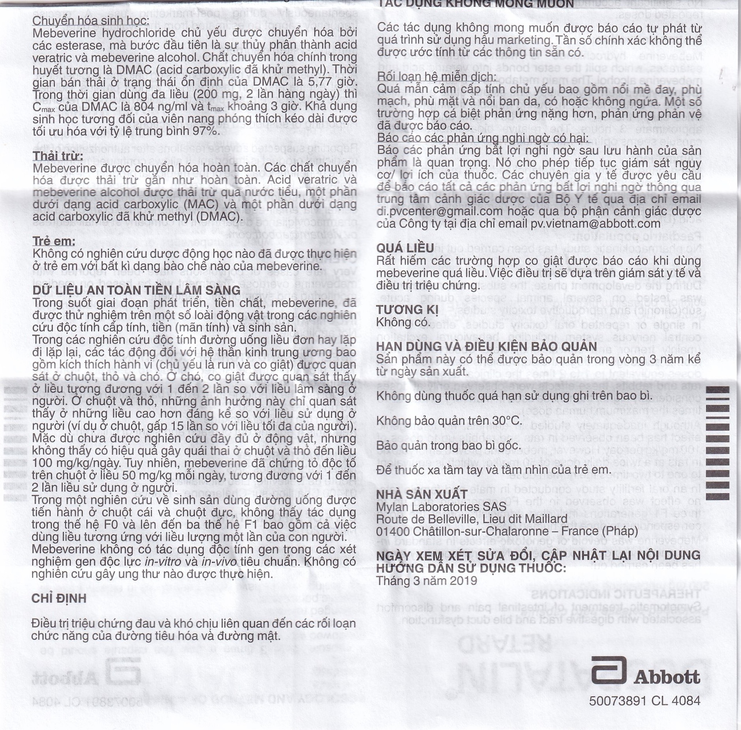 Thuốc Duspatalin Retard Abbott điều trị đau do rối loạn chức năng tiêu hóa và đường mật (30 viên)