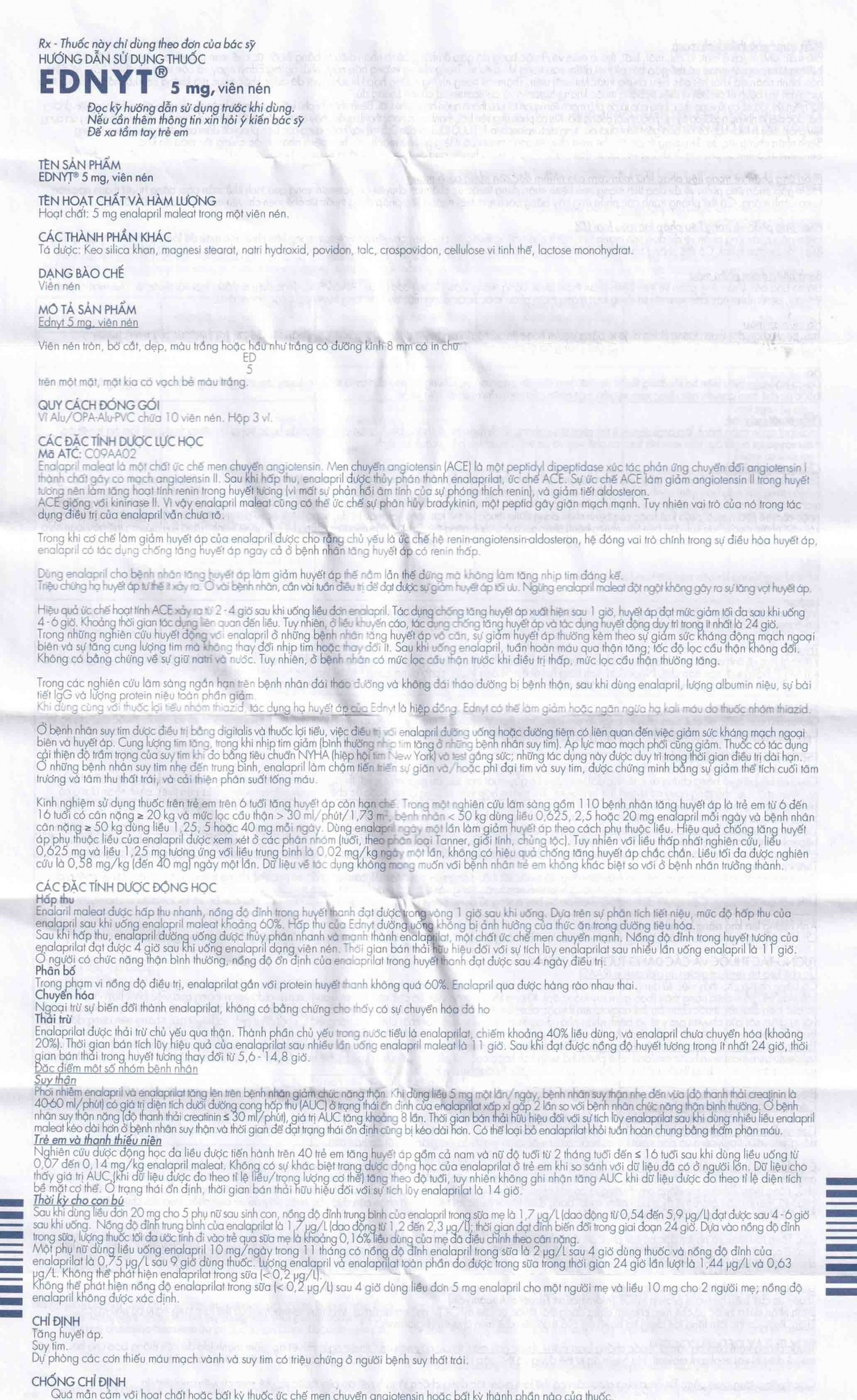 Thuốc Ednyt 5mg Gedeon điều trị tăng huyết áp, suy tim (3 vỉ x 10 viên)