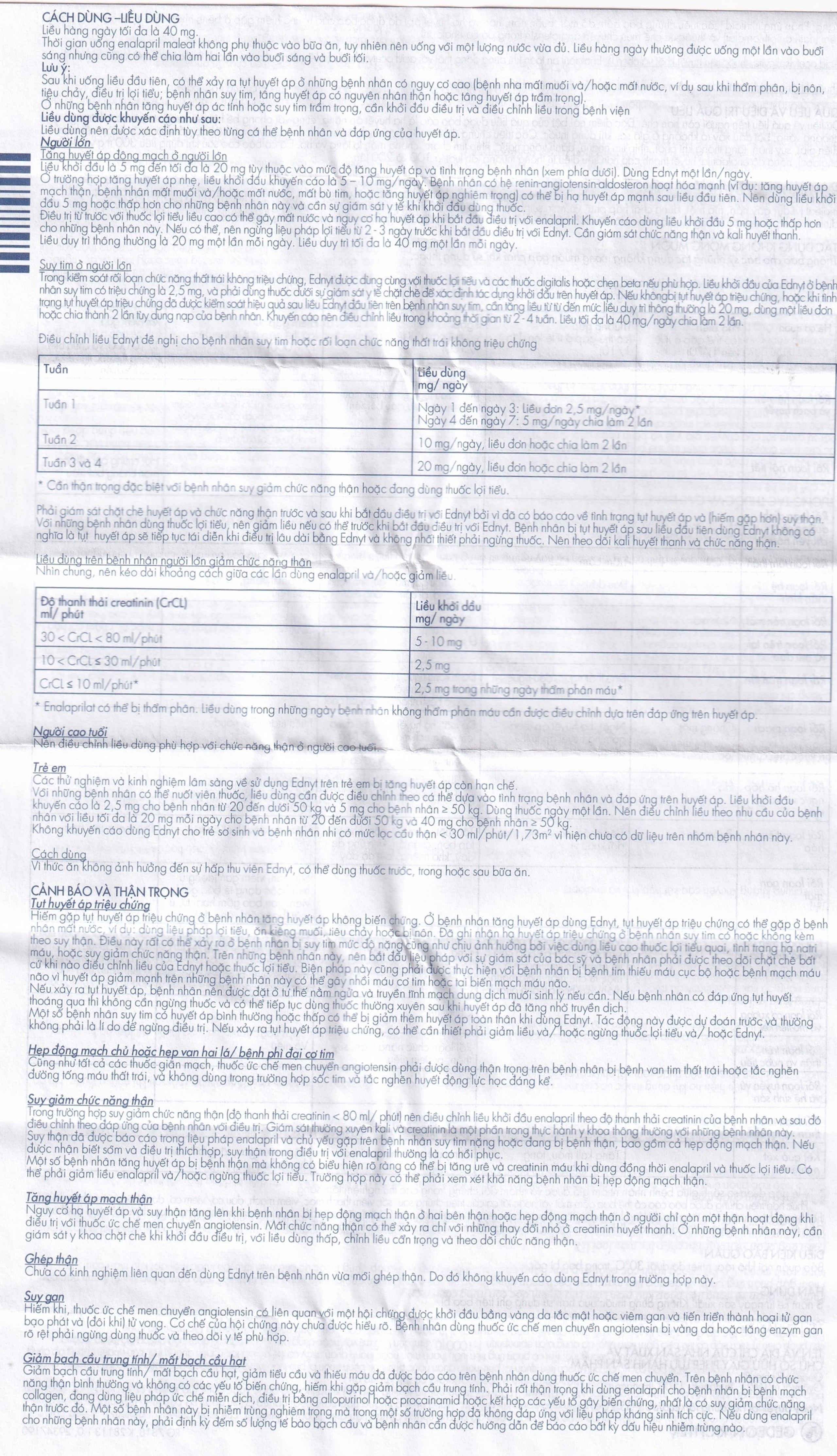 Thuốc Ednyt 5mg Gedeon điều trị tăng huyết áp, suy tim (3 vỉ x 10 viên)