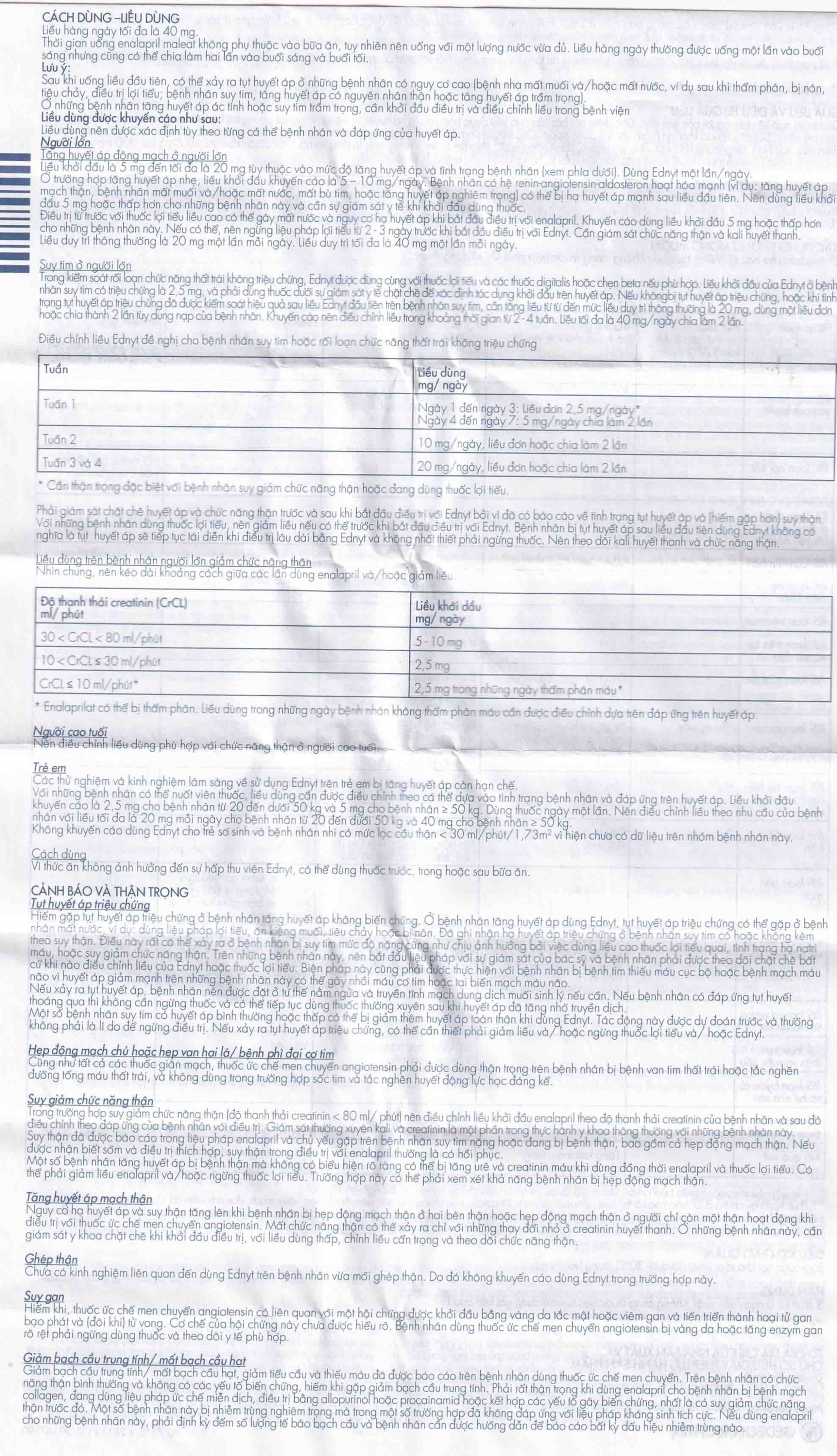 Thuốc Ednyt 5mg Gedeon điều trị tăng huyết áp, suy tim (3 vỉ x 10 viên)