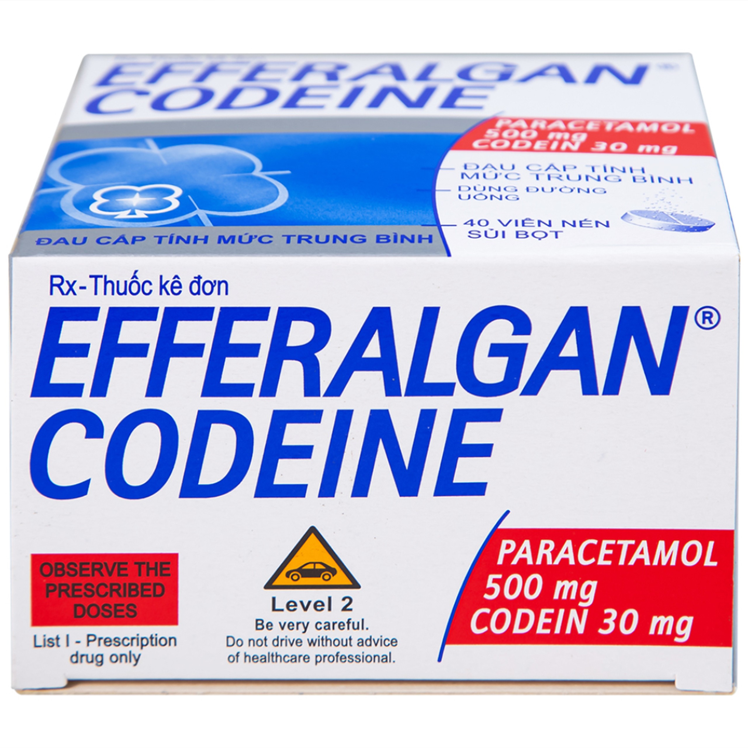 Viên sủi Efferalgan Codeine giảm đau cấp tính mức độ trung bình (10 vỉ x 4 viên)