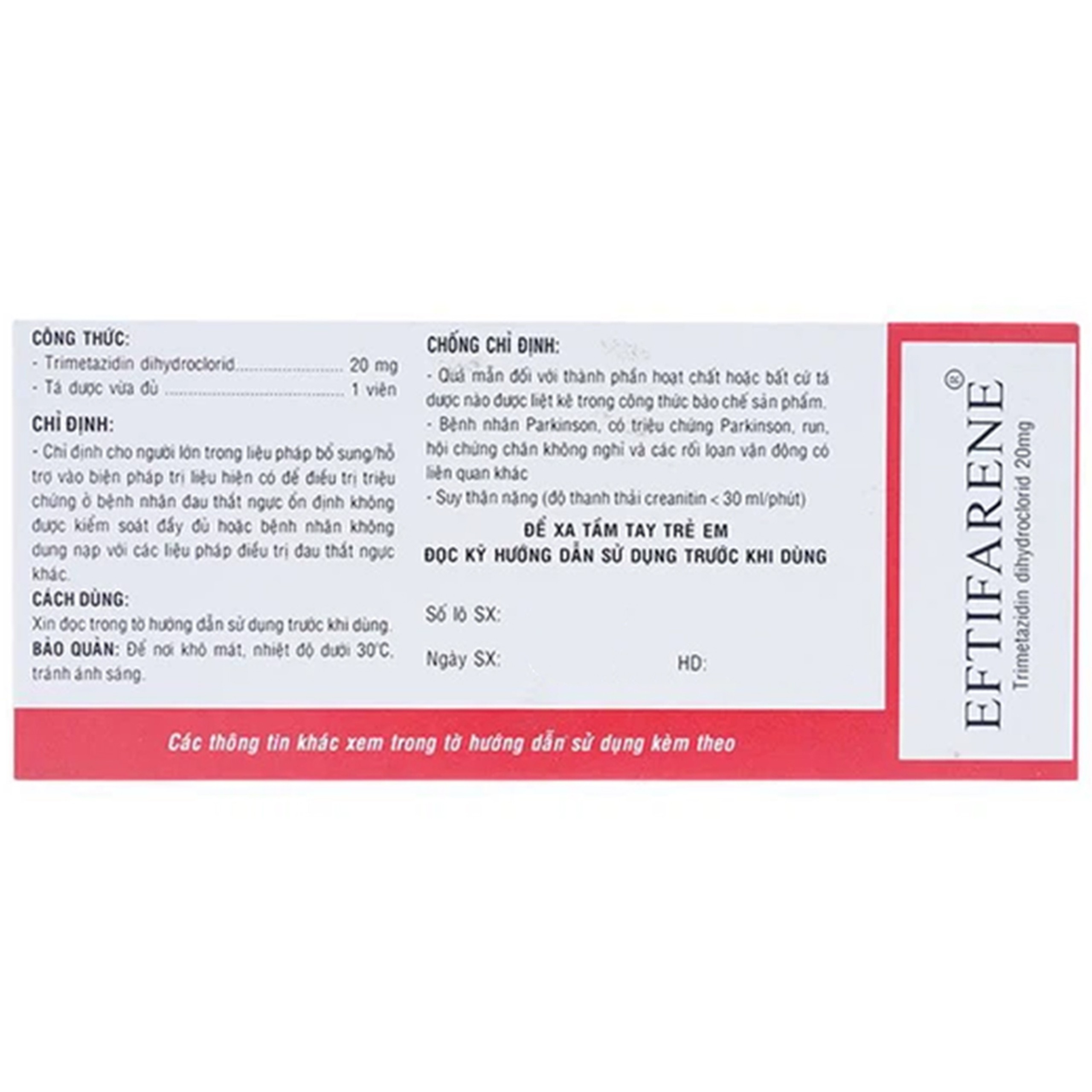 Thuốc Eftifarene Dược 3-2 hỗ trợ điều trị đau thắt ngực ổn định (2 vỉ x 30 viên)