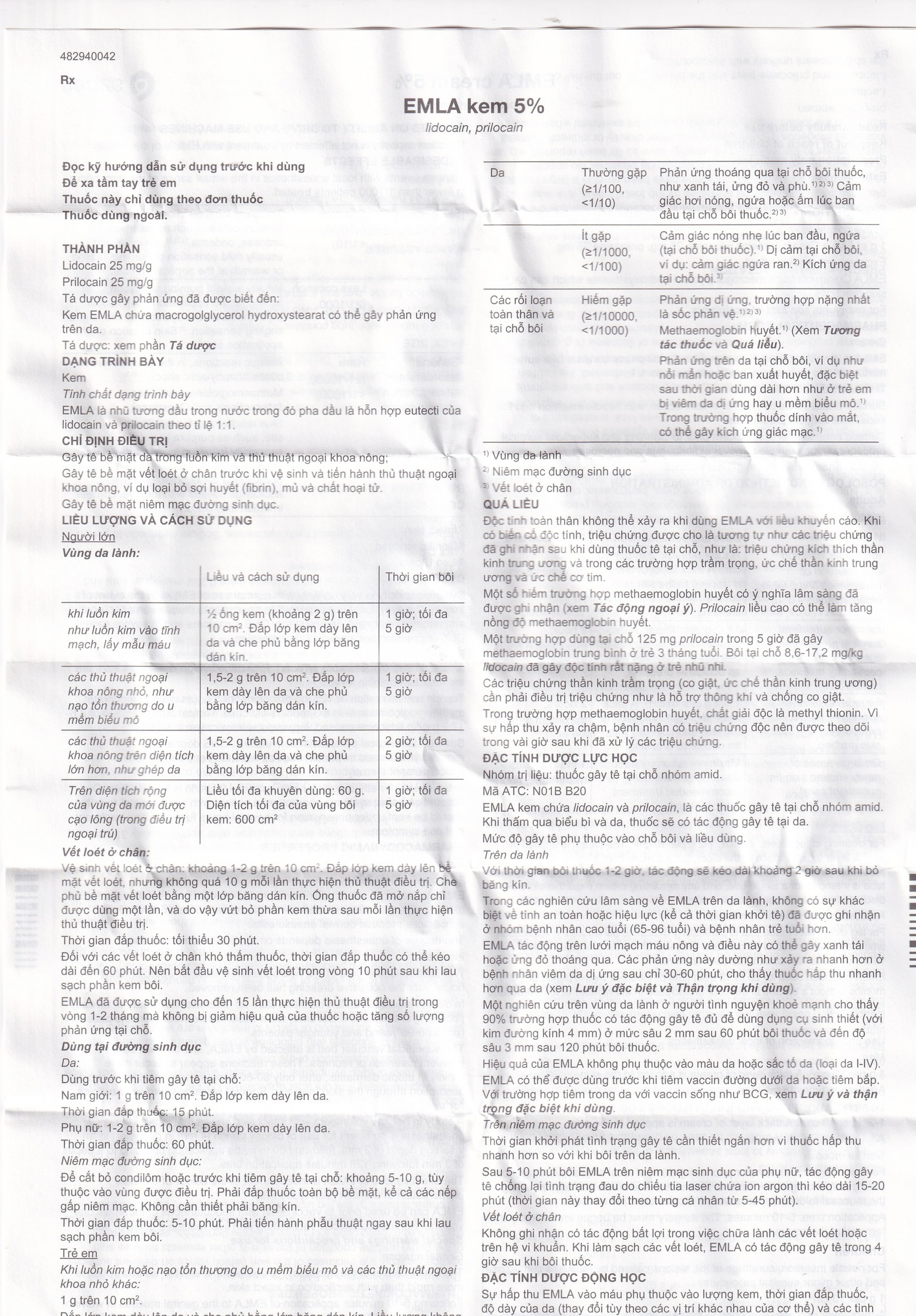 Thuốc Emla 5% Aspen gây tê bề mặt da (5 tuýp x 5g)