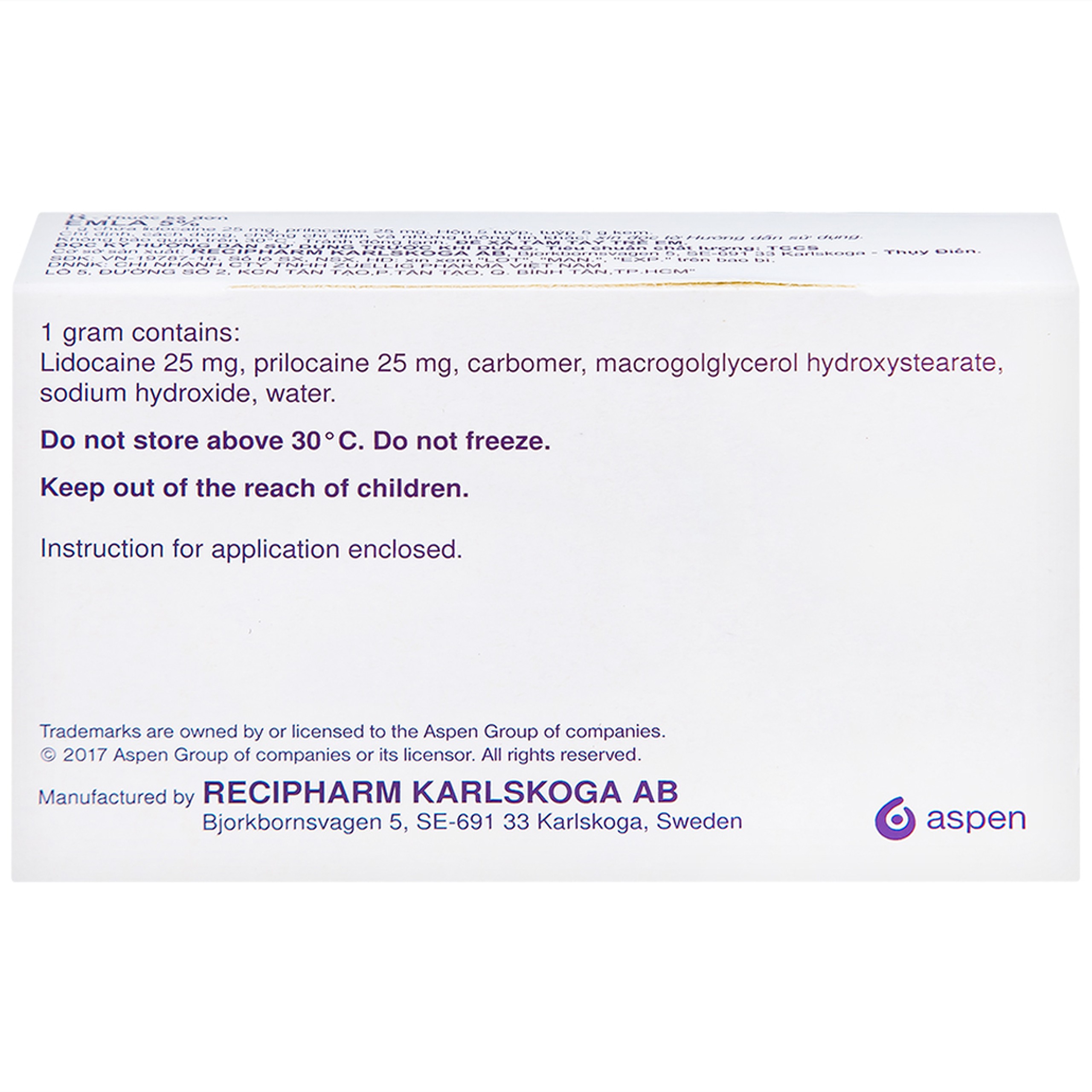 Thuốc Emla 5% Aspen gây tê bề mặt da (5 tuýp x 5g)