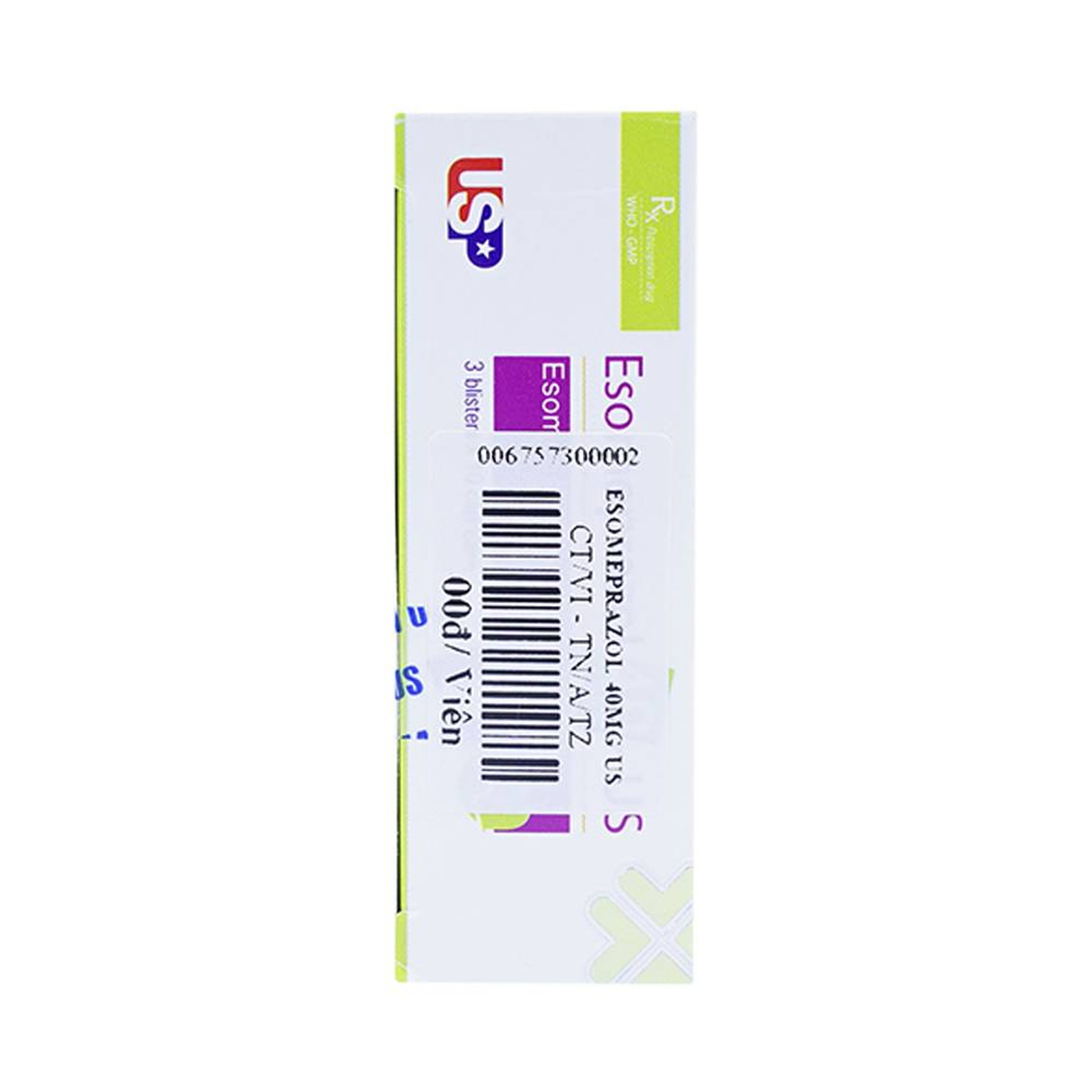 Thuốc Esomeprazol 40-US điều trị trào ngược dạ dày, thực quản (3 vỉ x 10 viên)