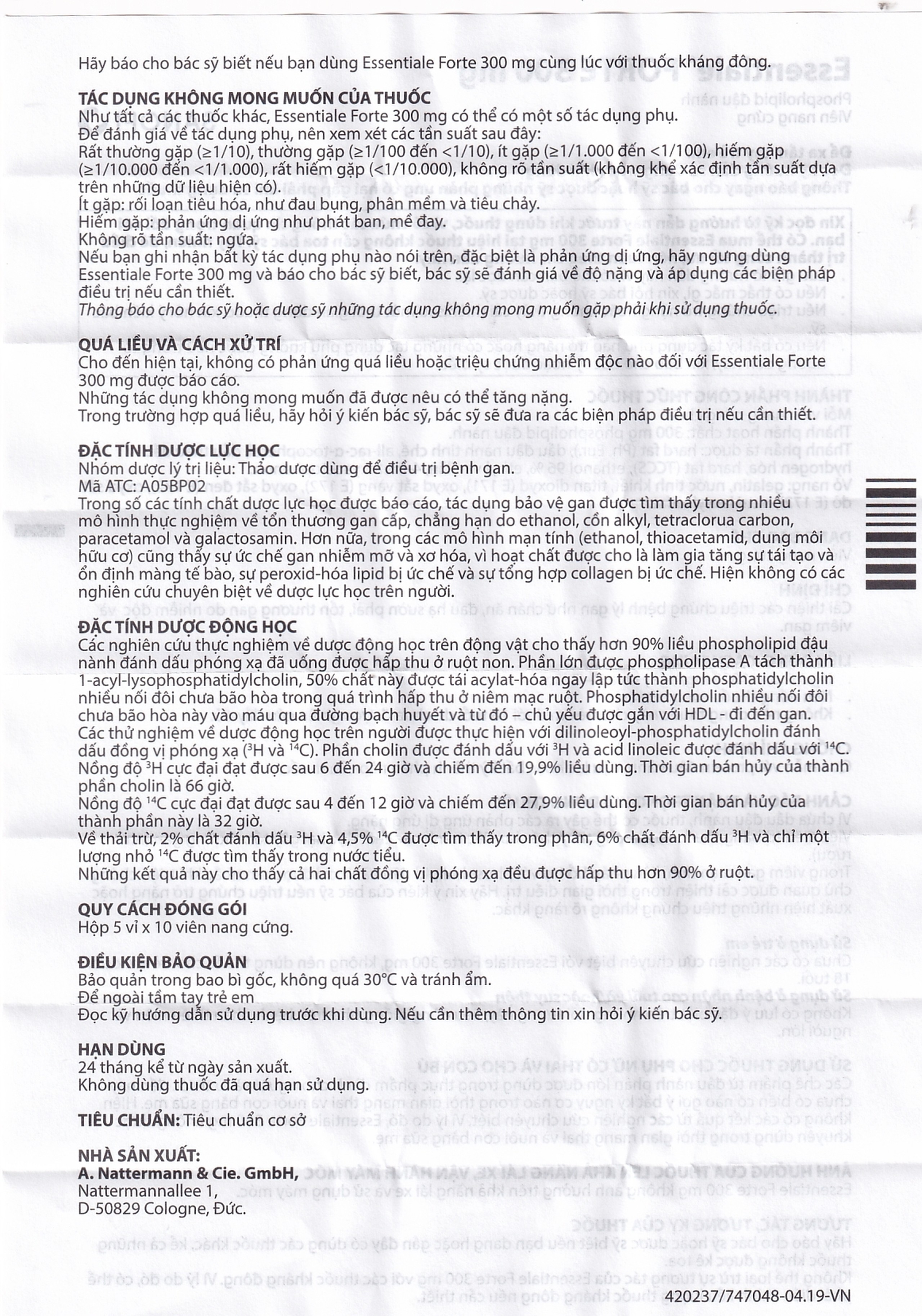 Thuốc Essentiale Forte 300mg Natterman cải thiện các triệu chứng bệnh lý gan (5 vỉ x 10 viên)