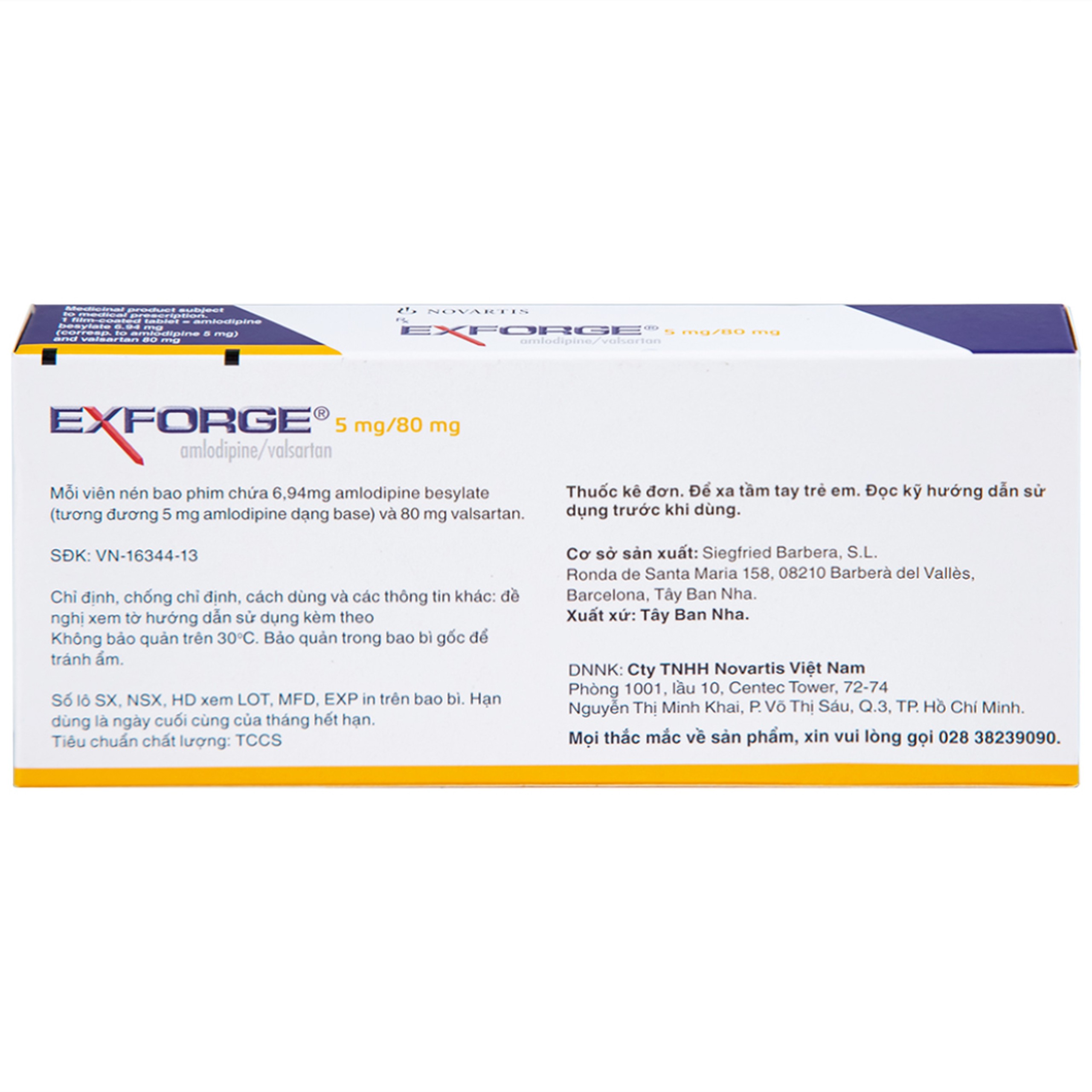 Thuốc Exforge 5mg/80mg Novartis điều trị tăng huyết áp vô căn (2 vỉ x 14 viên)