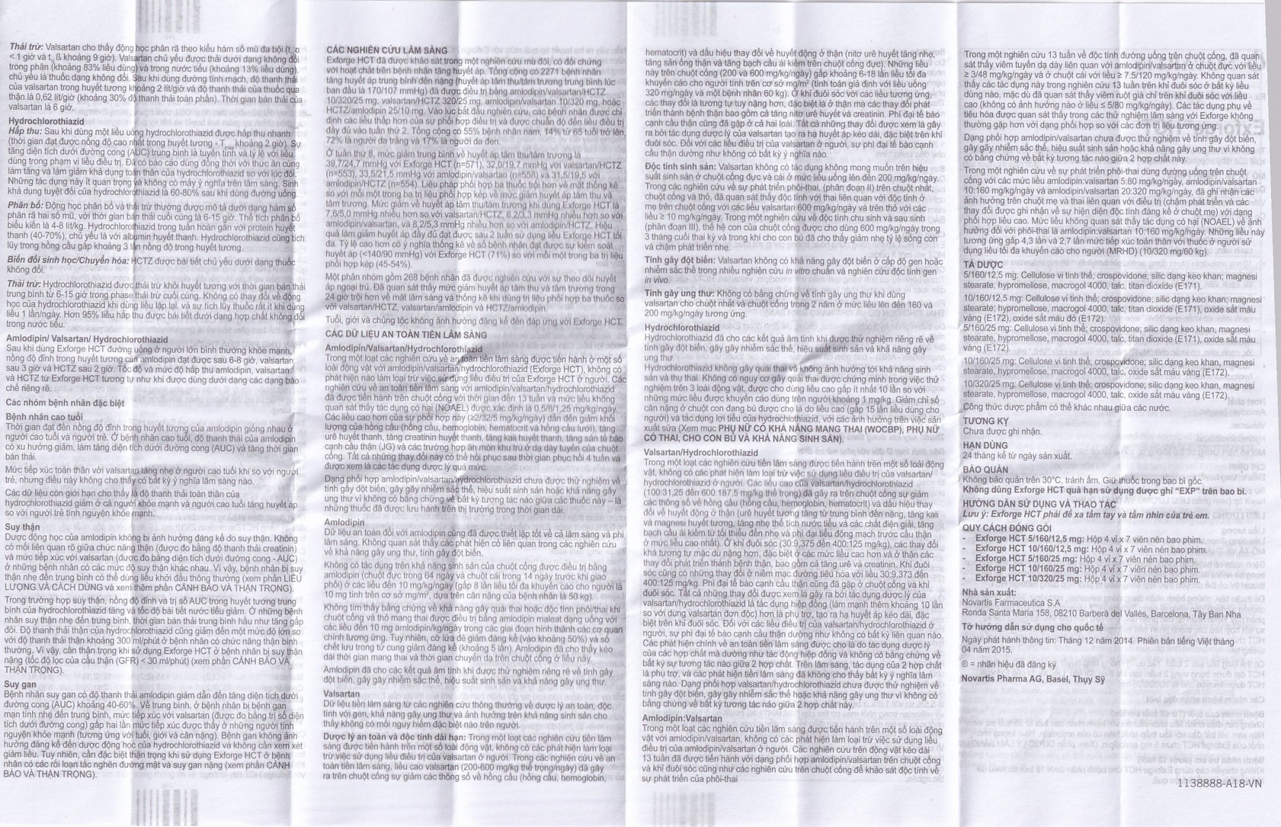 Thuốc Exforge HCT 5mg/160mg/12.5mg Novartis điều trị tăng huyết áp vô căn (4 vỉ x 7 viên)