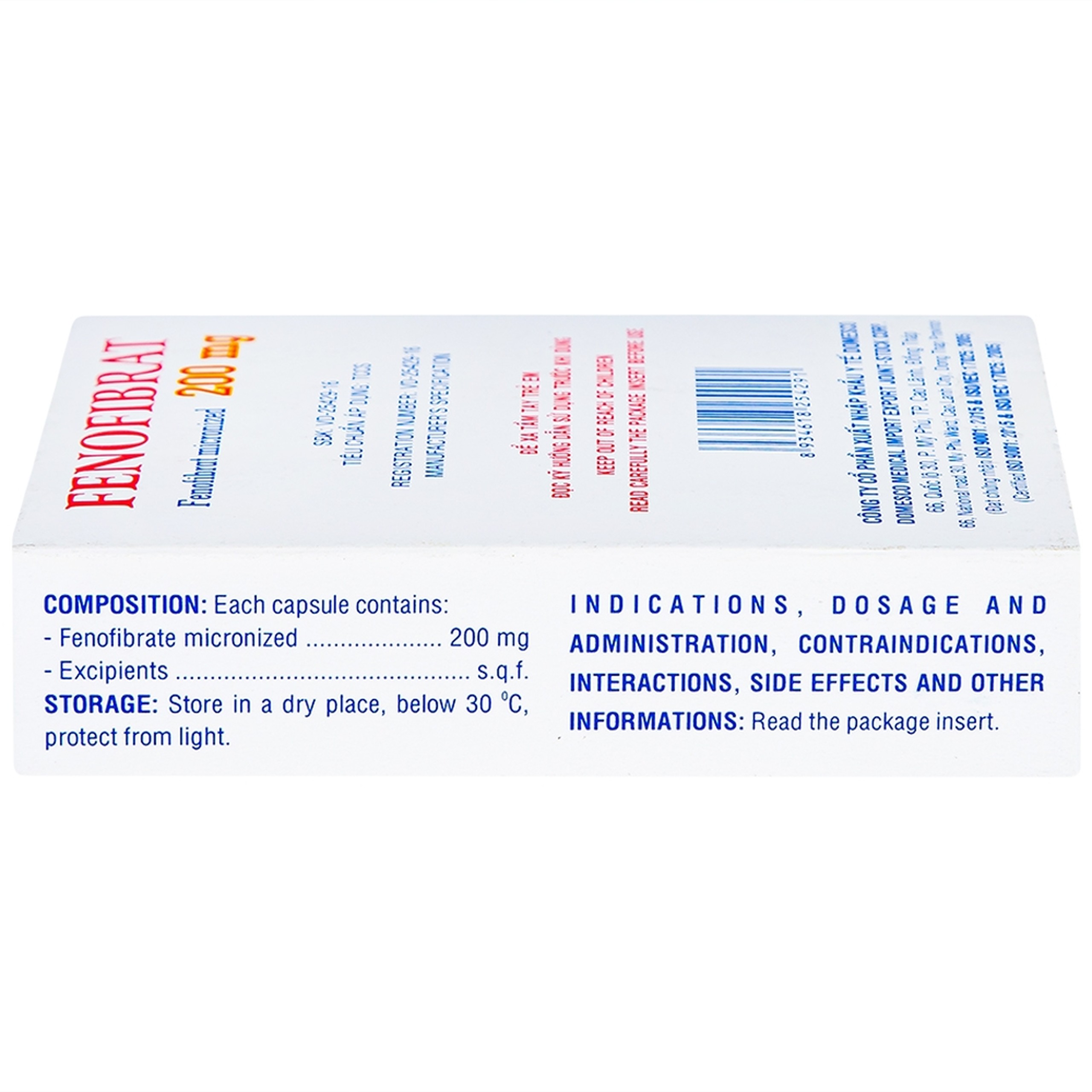 Thuốc Fenofibrate 200mg Domesco điều trị rối loạn lipoprotein huyết (3 vỉ x 10 viên)