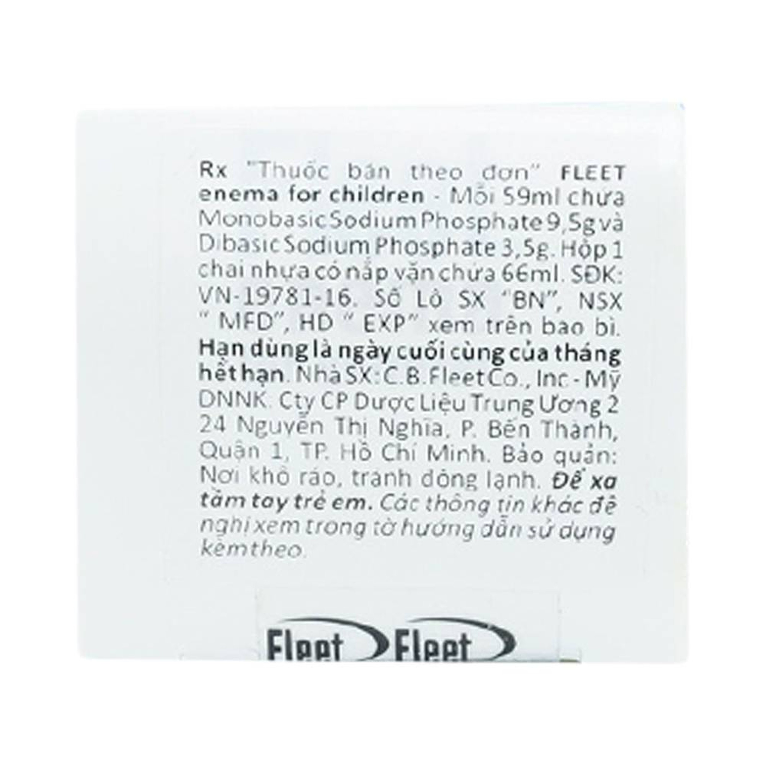 Dung dịch thụt trực tràng Fleet Enema For Children giảm chứng táo bón không thường xuyên (66ml)