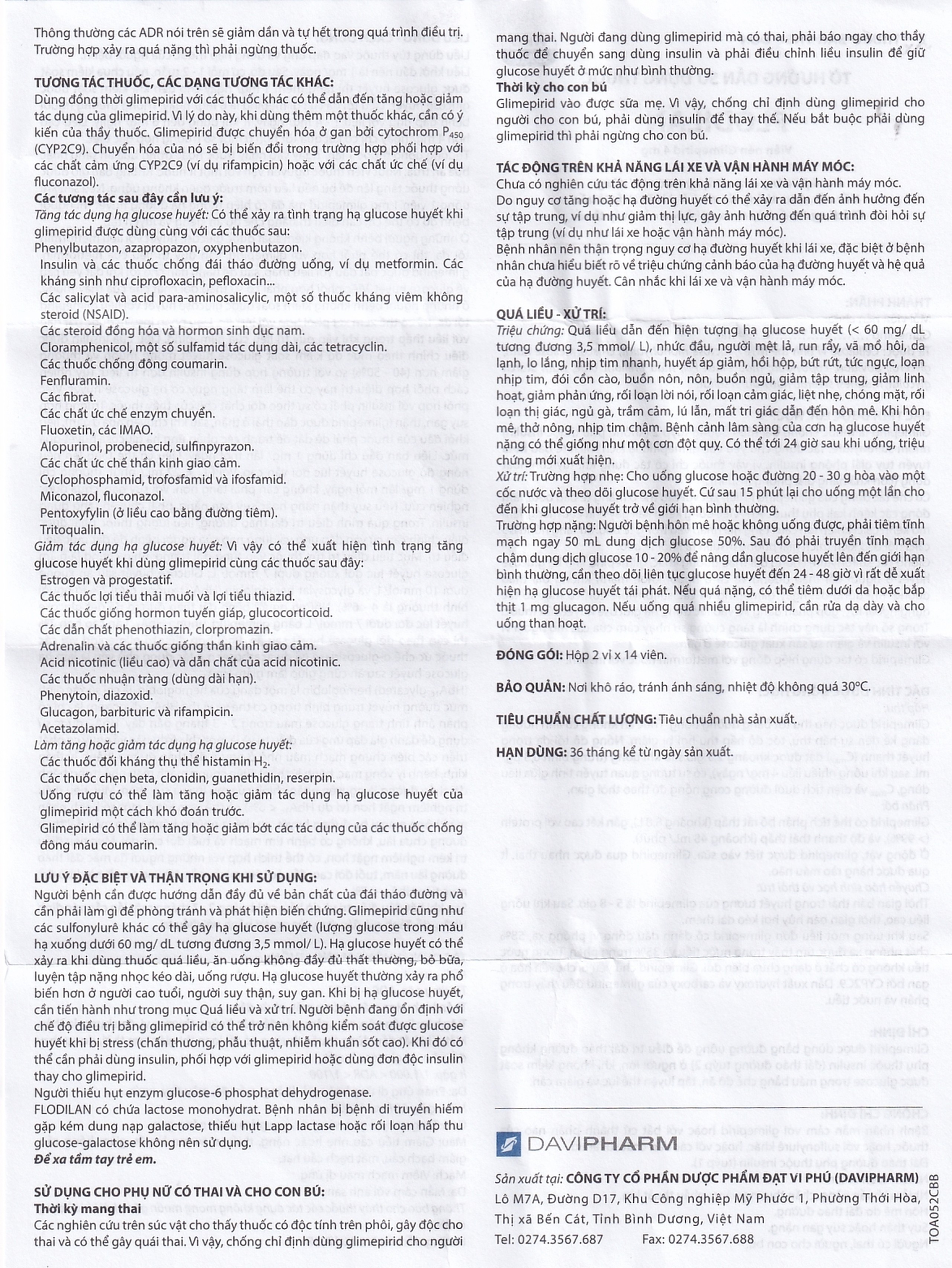 Thuốc Flodilan Davipharm điều trị đái tháo đường tuýp 2 (2 vỉ x 14 viên)