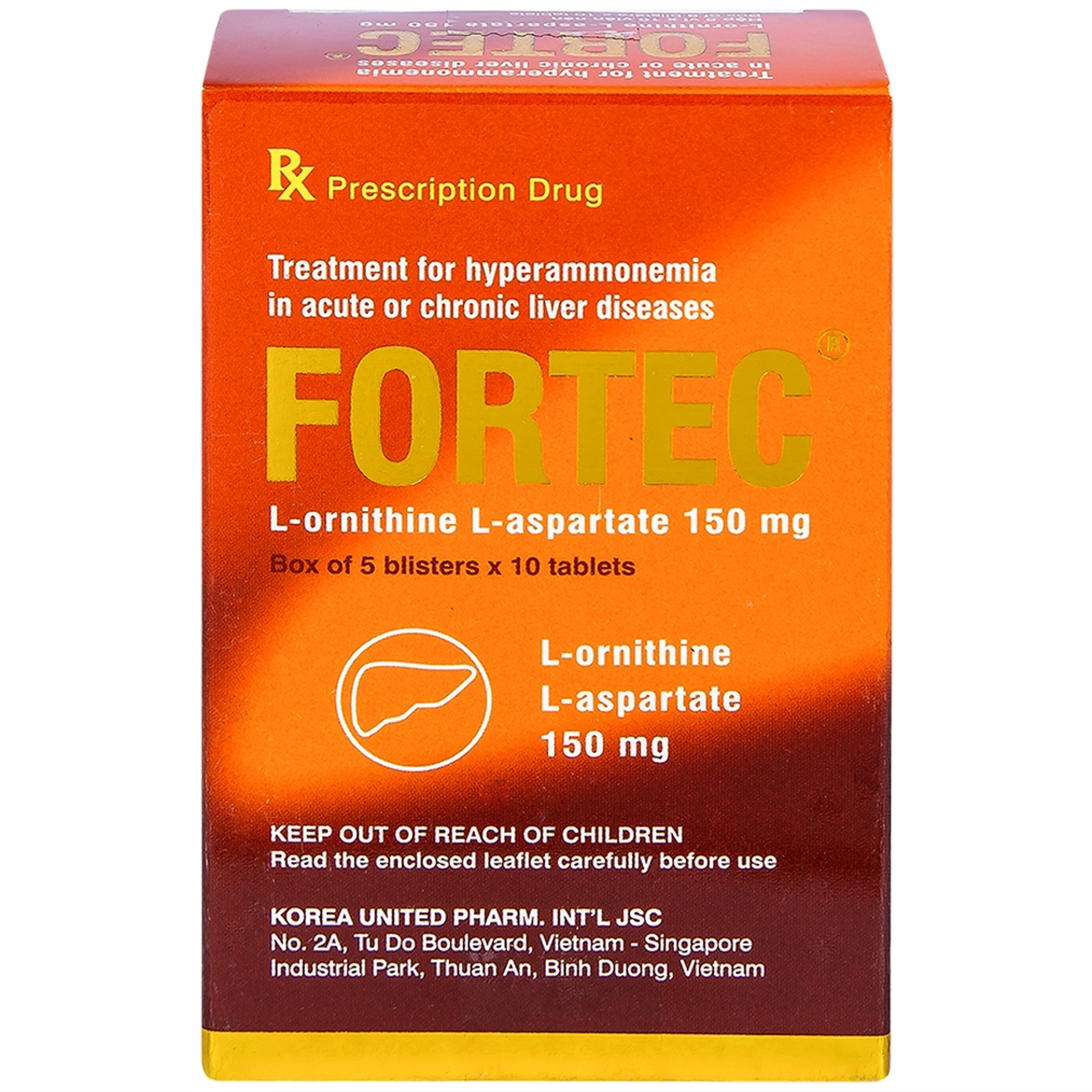 Thuốc Fortec United tăng ammoniac huyết trong bệnh gan cấp và mãn tính (5 vỉ x 10 viên)
