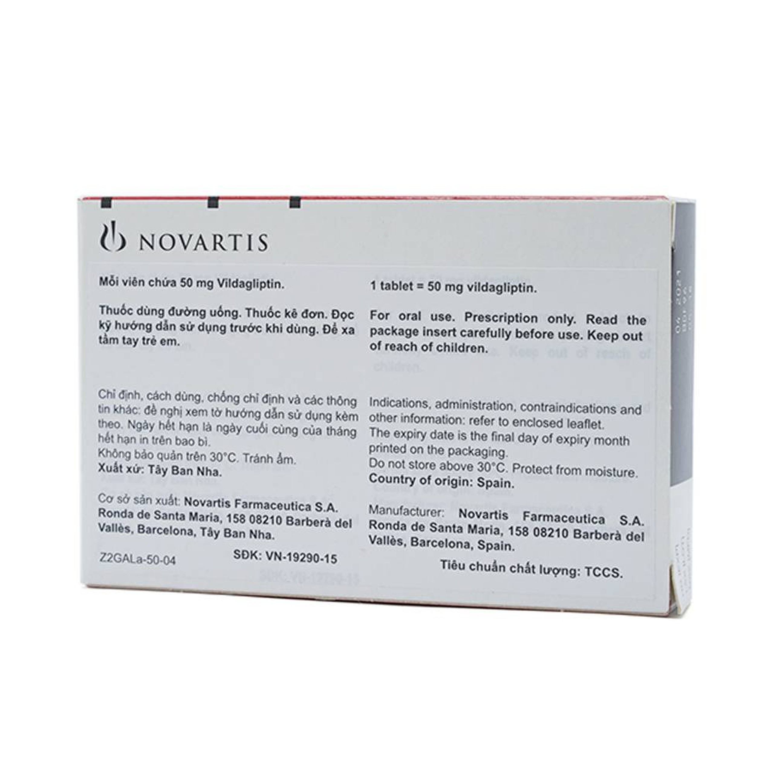 Thuốc Galvus 50mg Novartis hỗ trợ điều trị đái tháo đường típ 2 (2 vỉ x 14 viên)