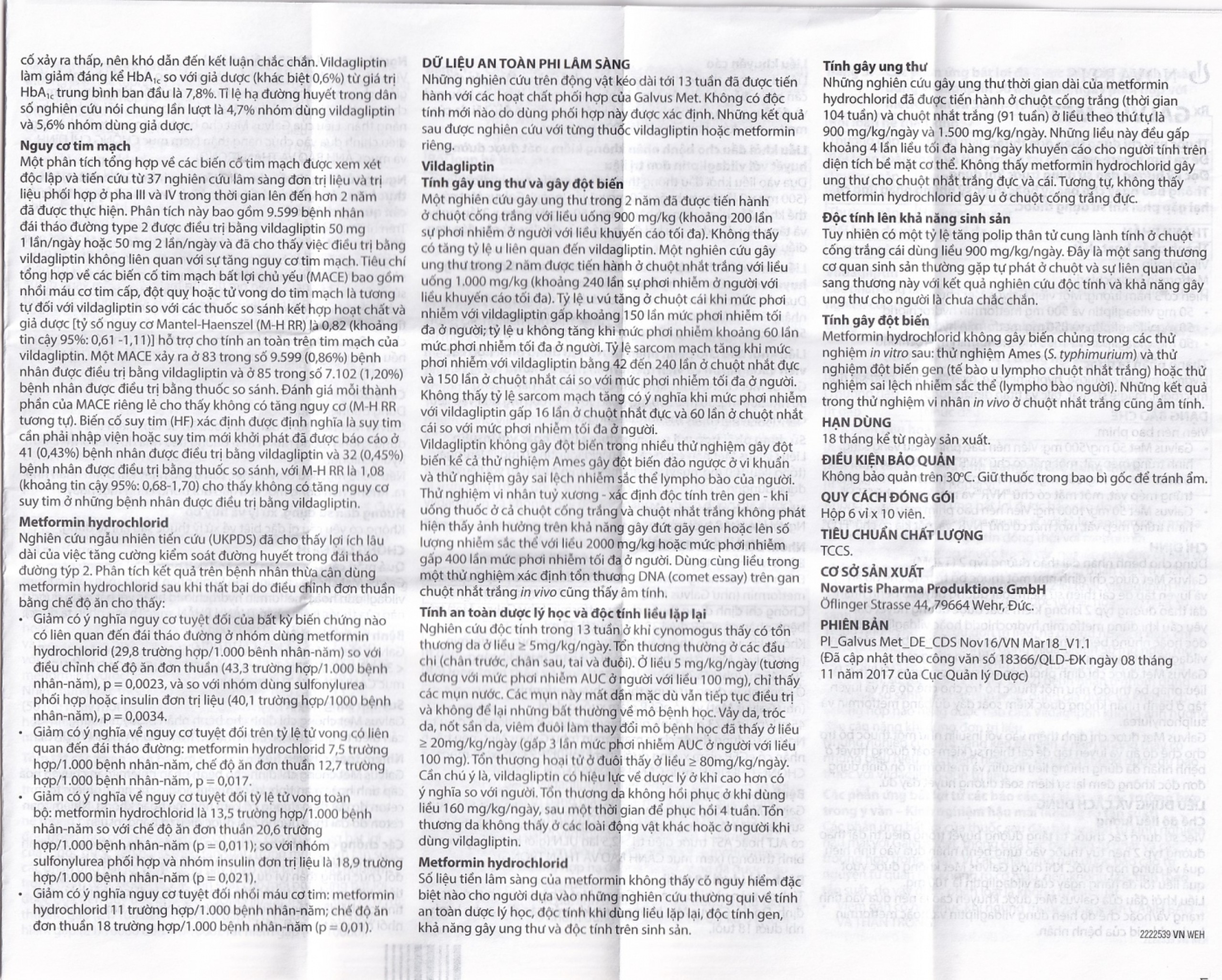 Thuốc Galvus Met 50mg/500mg Novartis điều trị đái tháo đường típ 2 (6 vỉ x 10 viên)