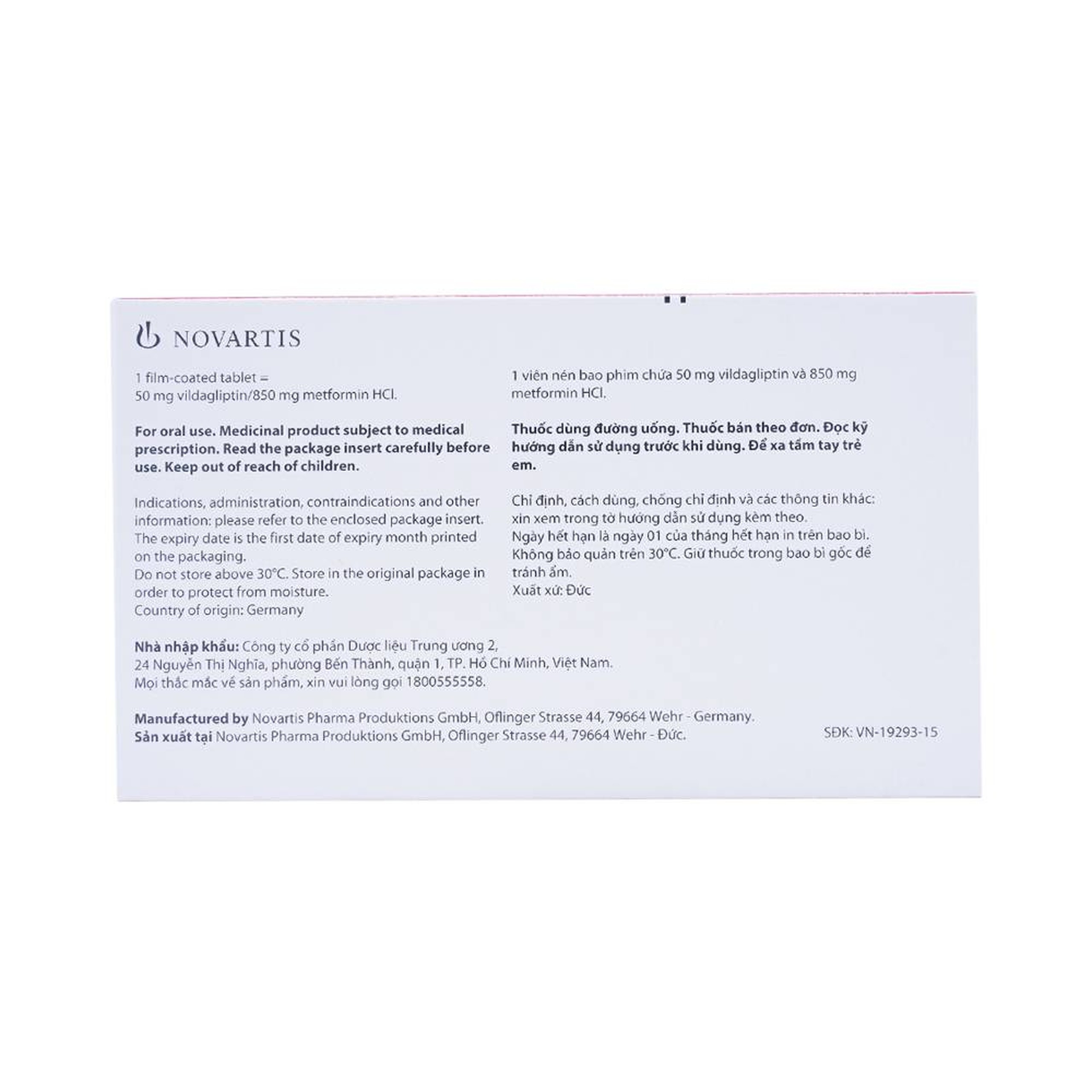 Thuốc Galvus Met 50mg/850mg Novartis hỗ trợ điều trị đái tháo đường típ 2 (6 vỉ x 10 viên)