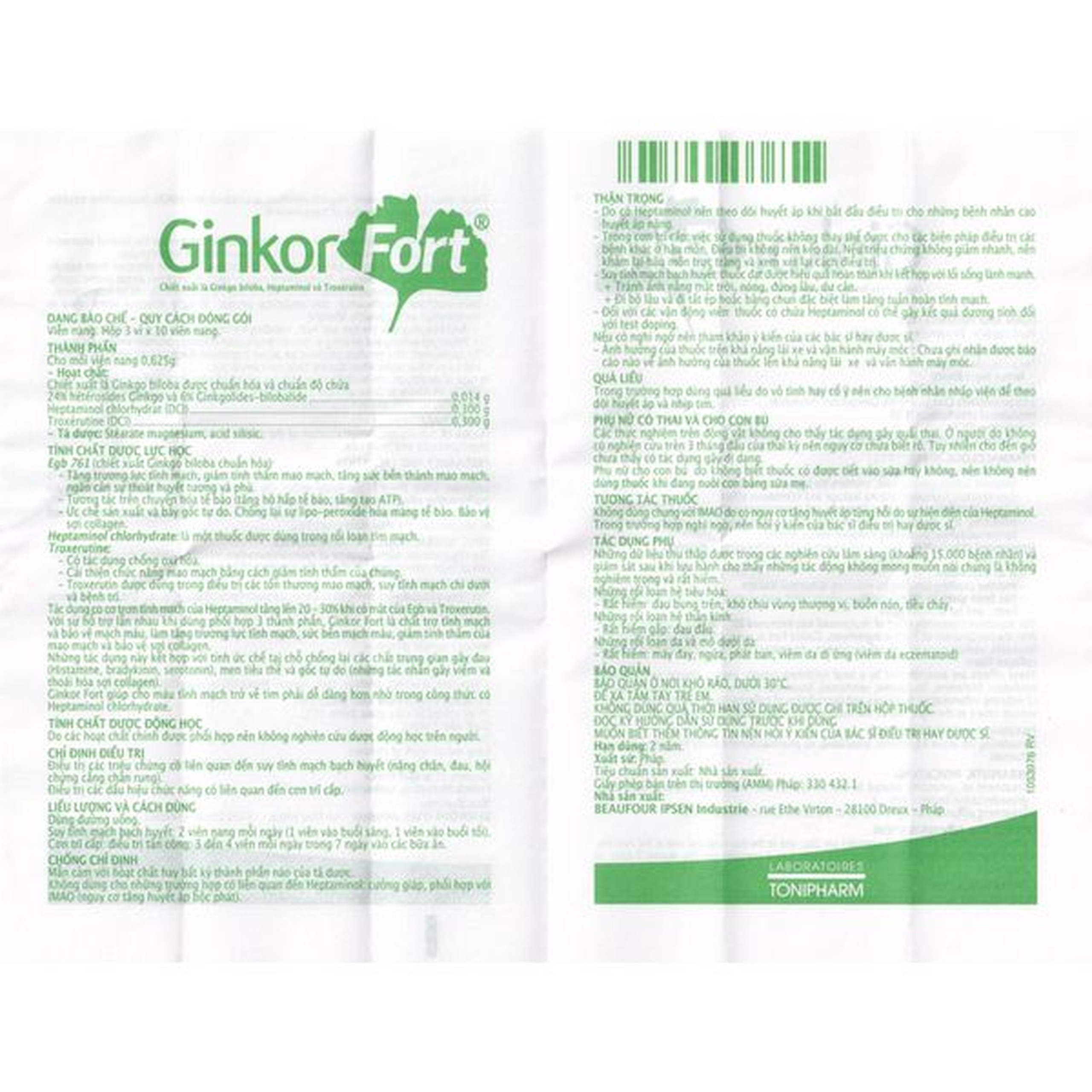 Thuốc Ginkor Fort điều trị suy tĩnh mạch bạch huyết (3 vỉ x 10 viên)