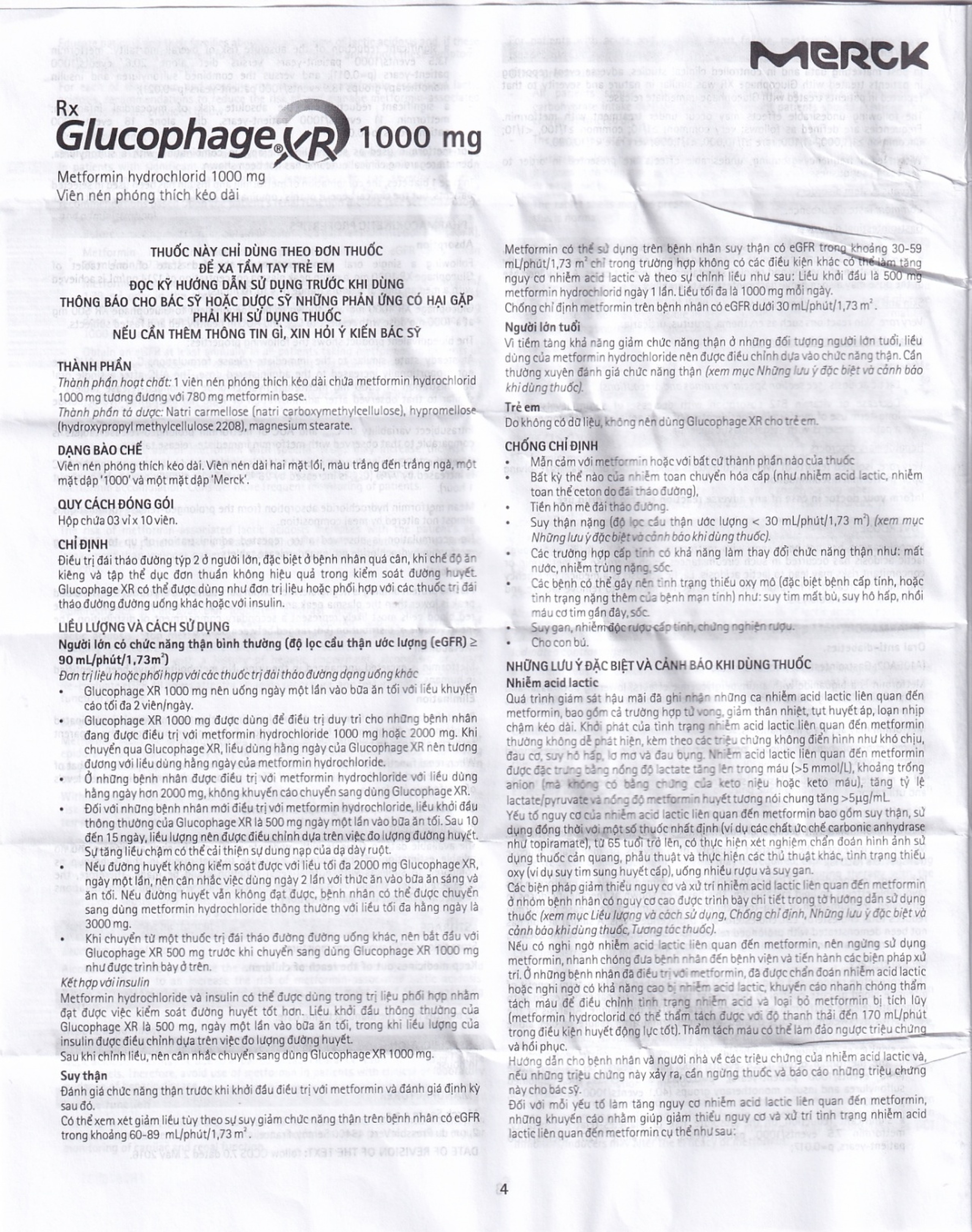 Thuốc Glucophage XR 1000mg Merck điều trị tiểu đường típ 2 (3 vỉ x 10 viên)