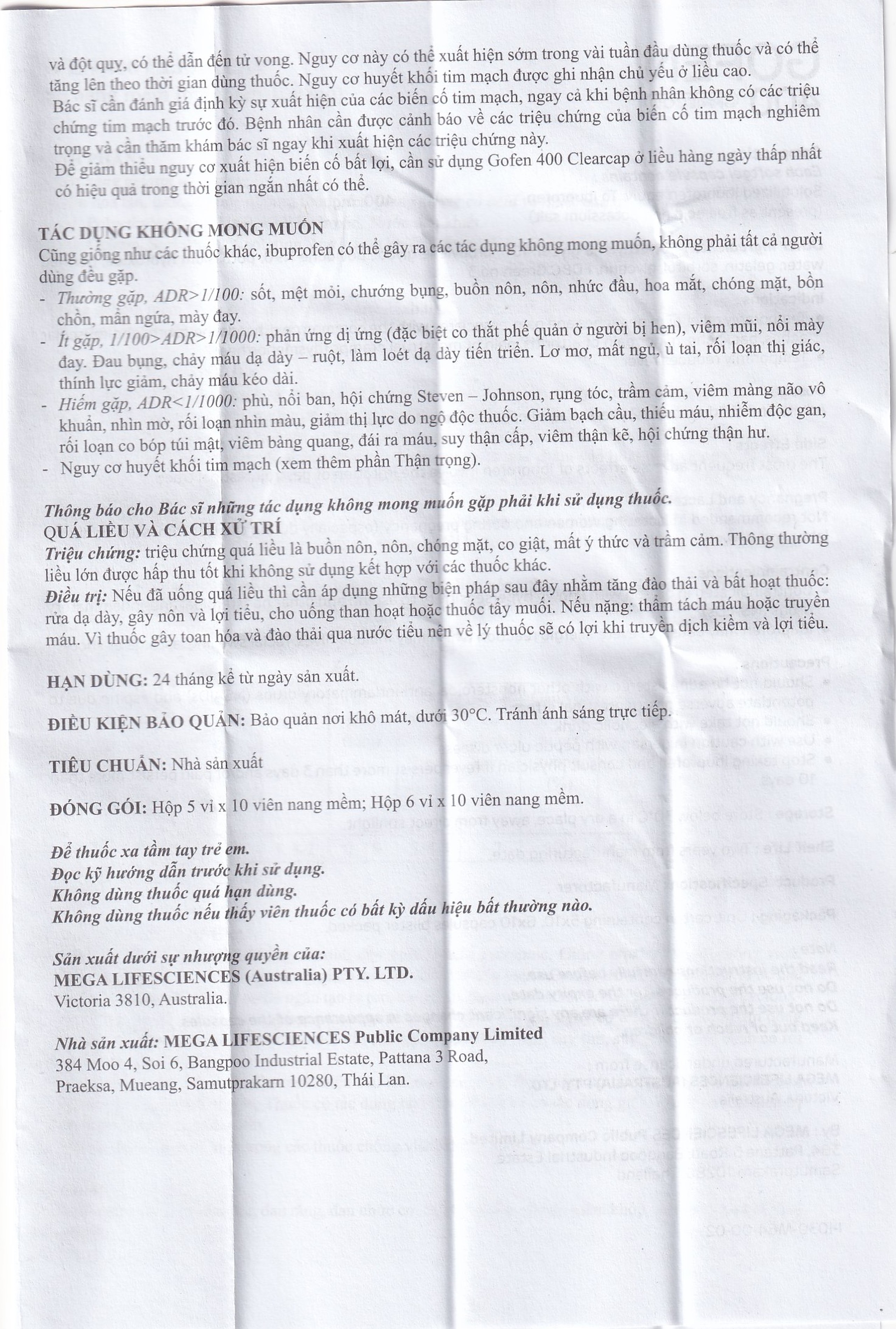 Thuốc Gofen 400 MEGA We care điều trị hạ sốt, giảm đau (5 vỉ x 10 viên)