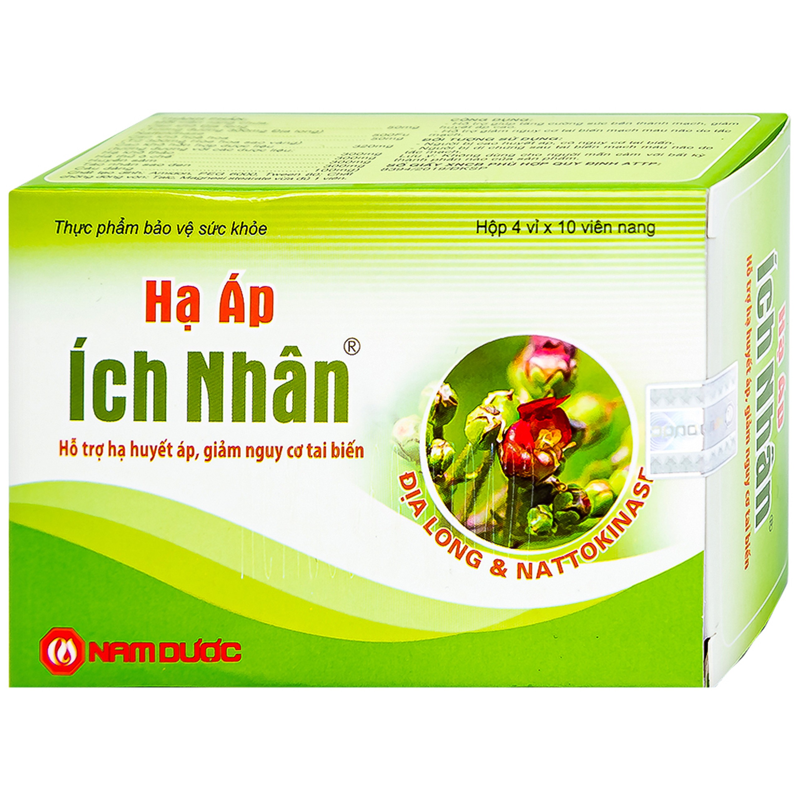 Viên uống Hạ Áp Ích Nhân Nam Dược hỗ trợ hạ huyết áp, giảm nguy cơ tai biến (4 vỉ x 10 viên)
