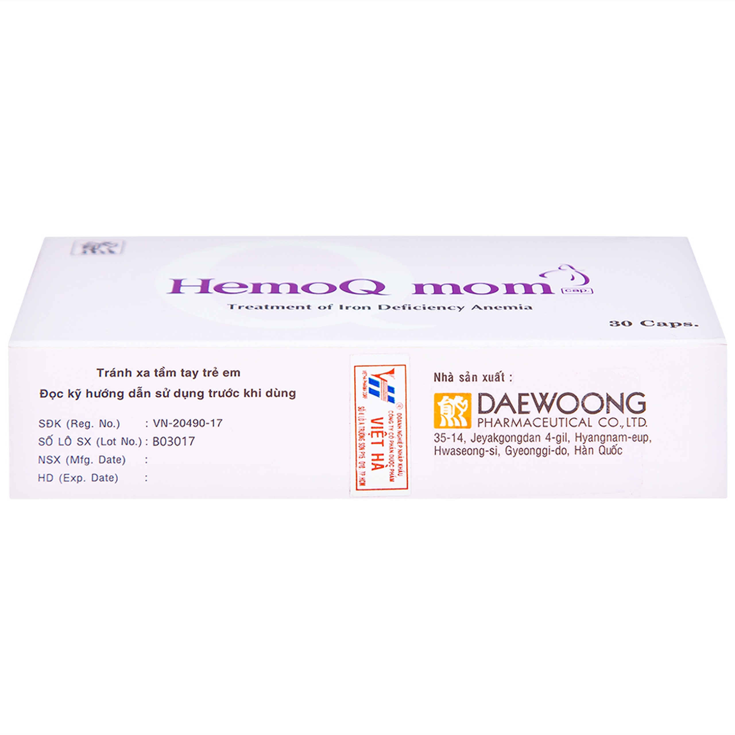 Thuốc HemoQ Mom phòng ngừa và điều trị thiếu máu (3 vỉ x 10 viên)