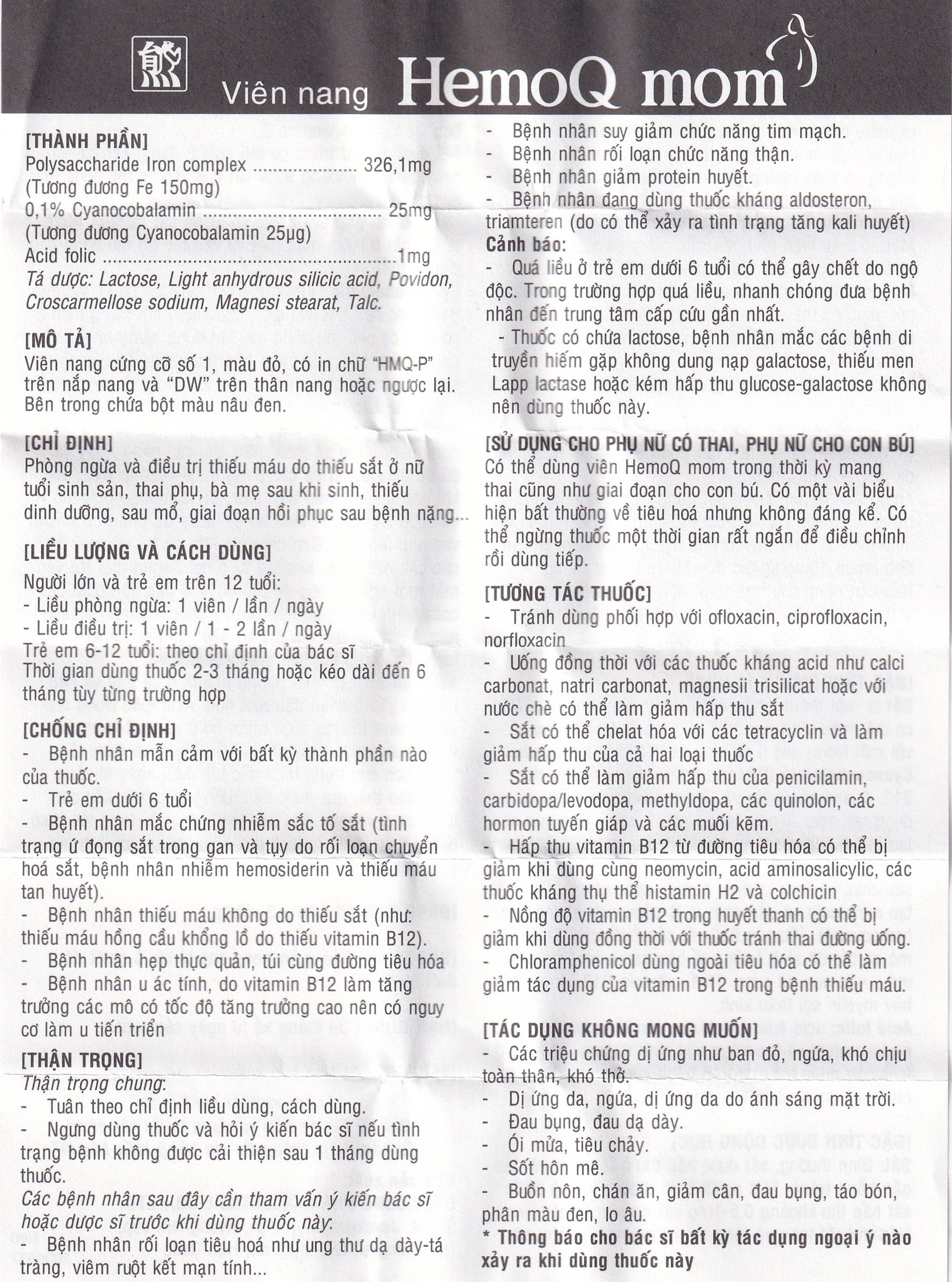 Thuốc HemoQ Mom phòng ngừa và điều trị thiếu máu (3 vỉ x 10 viên)