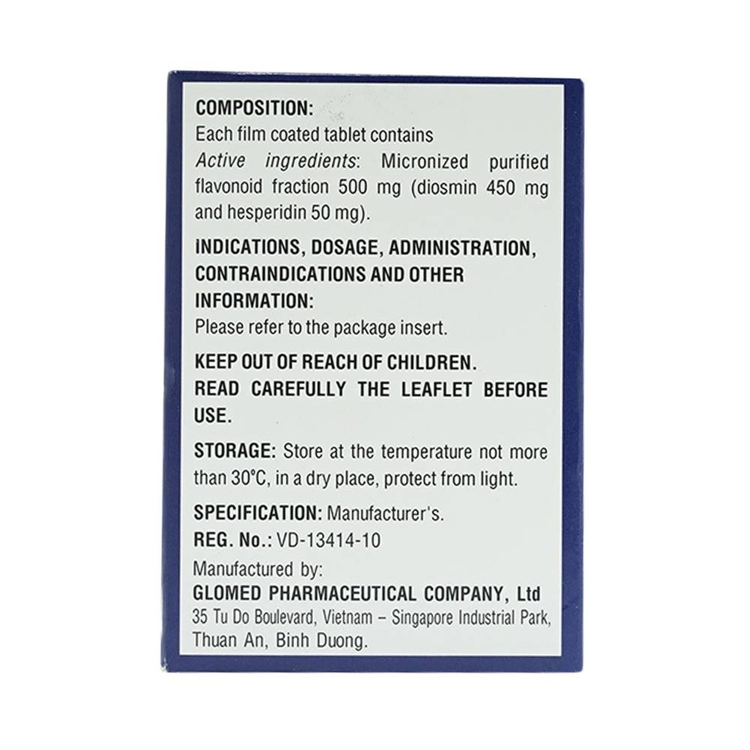 Thuốc Hesmin 500mg Glomed điều trị các triệu chứng và dấu hiệu của suy tĩnh mạch và bệnh trĩ (10 vỉ x 10 viên)