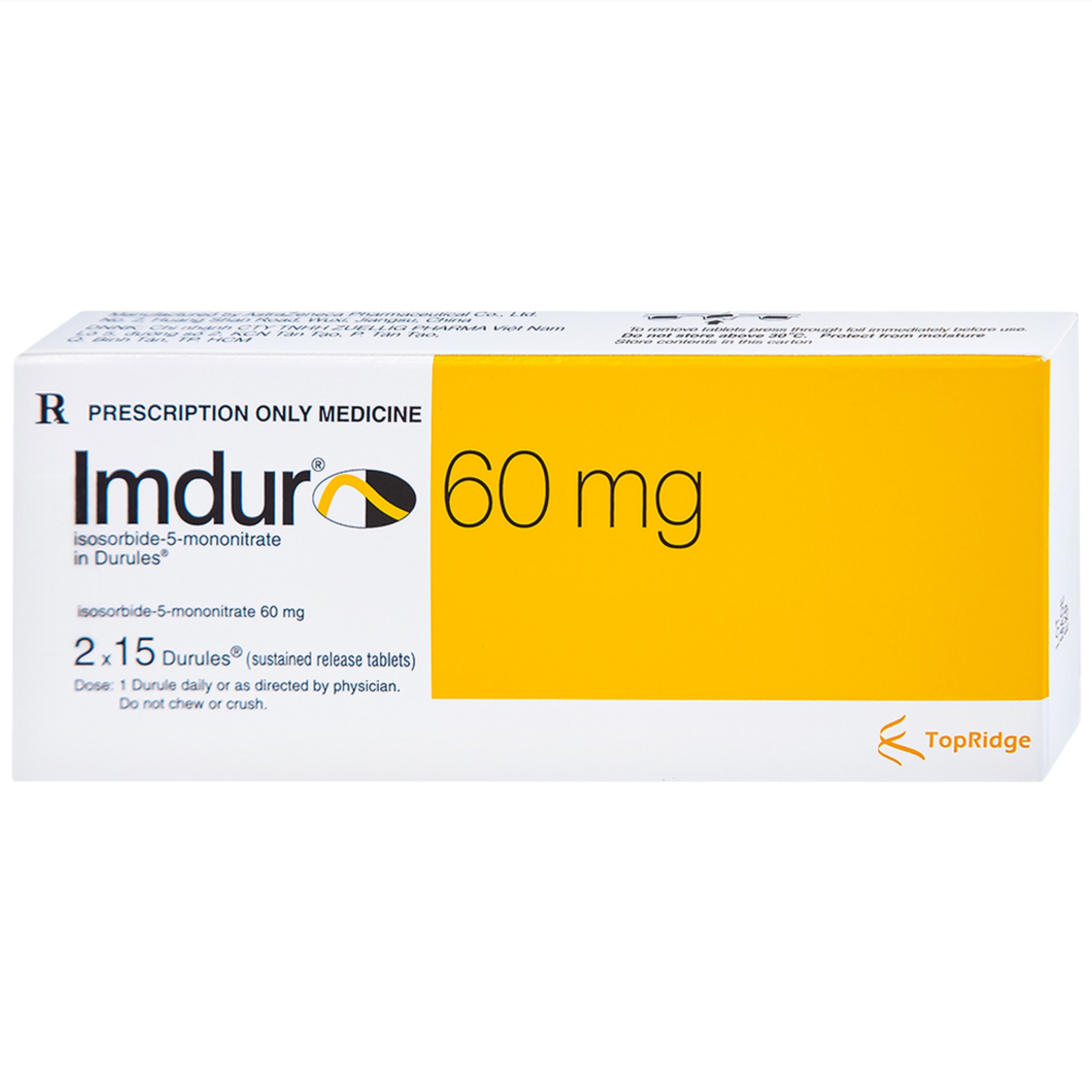 Thuốc Imdur 60mg AstraZeneca điều trị dự phòng đau thắt ngực (2 vỉ x 15 viên)