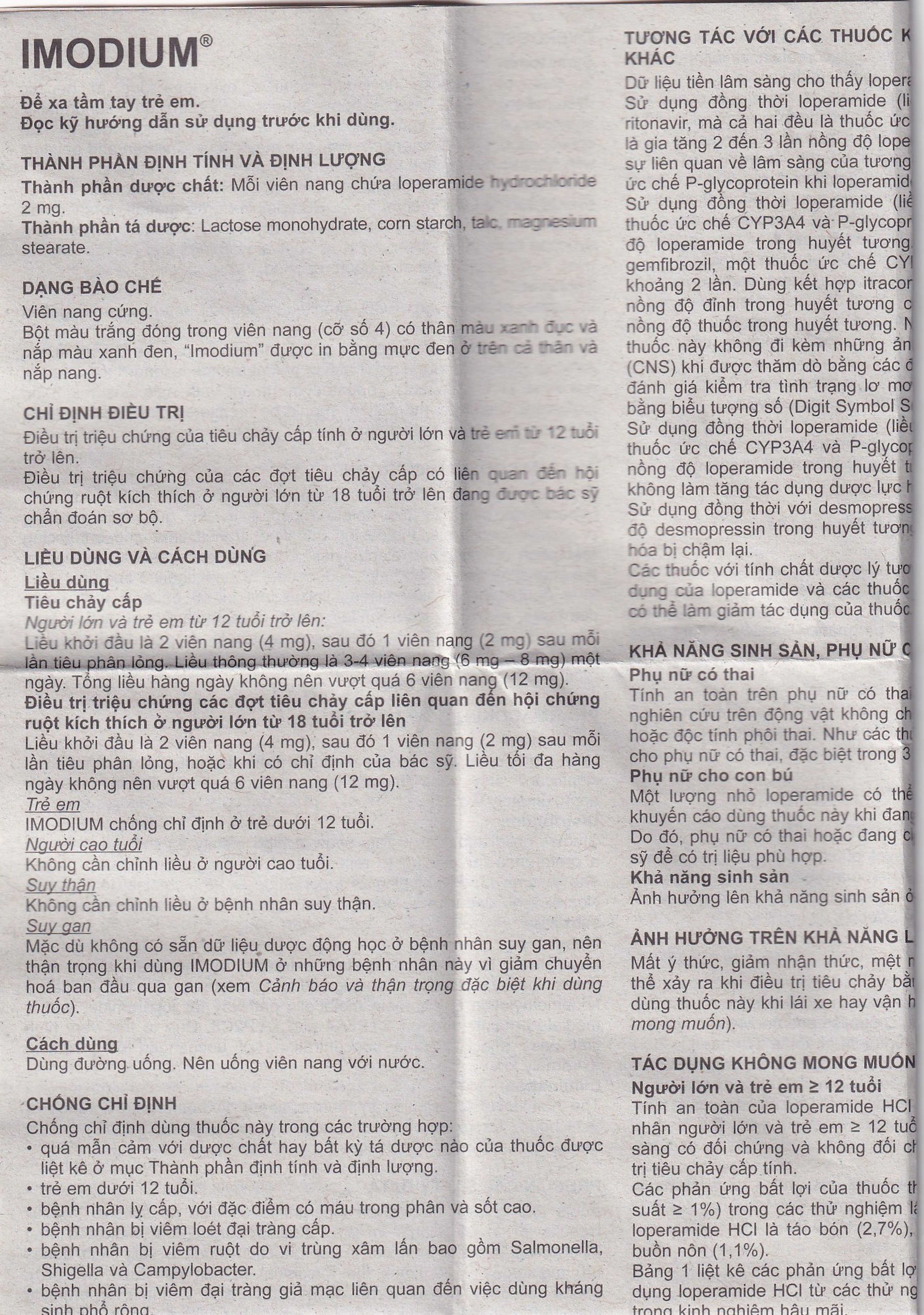 Thuốc Imodium 2mg Janssen điều trị tiêu chảy cấp (25 vỉ x 4 viên)