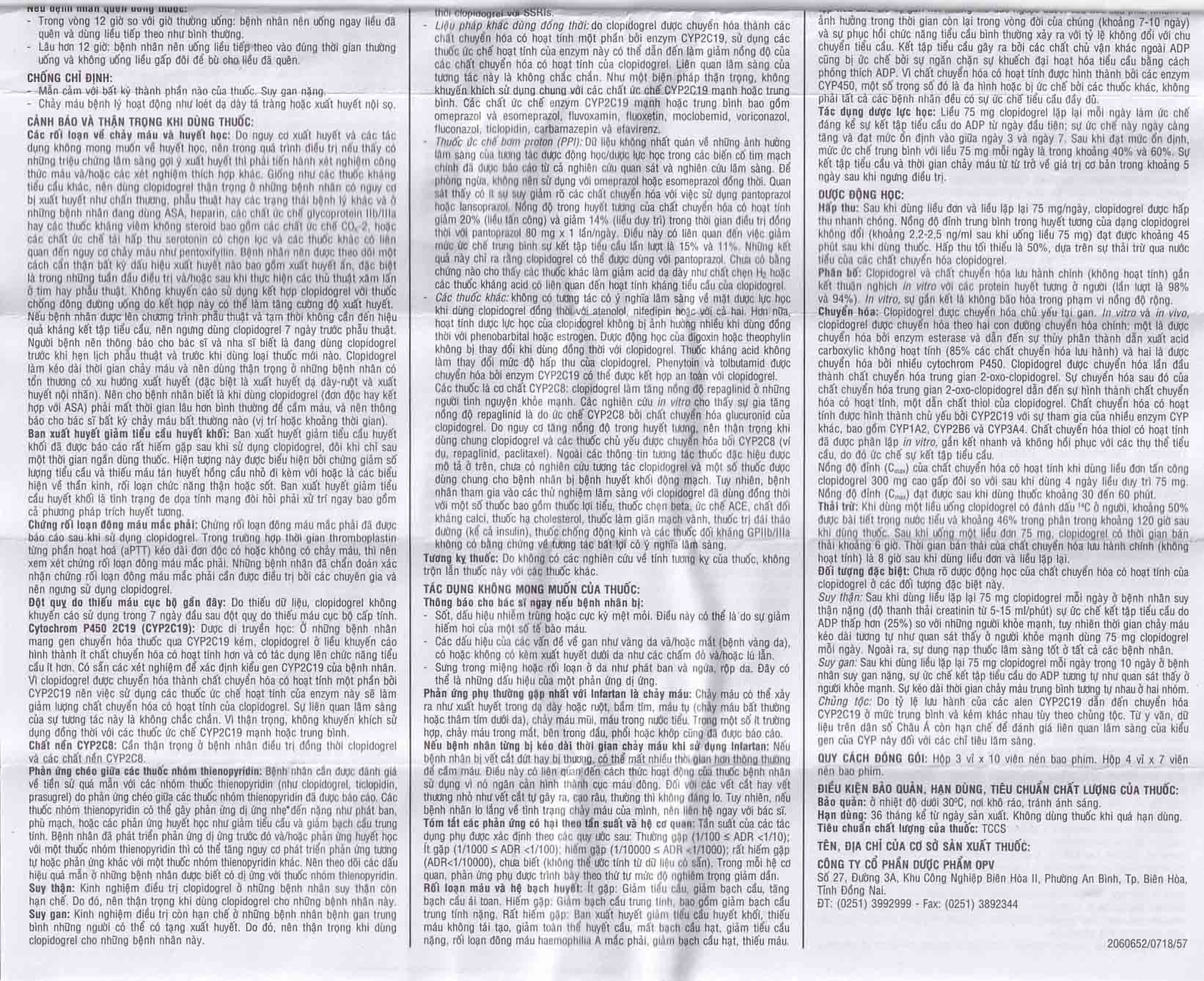 Thuốc Infartan 75 OPV phòng ngừa các biến cố do huyết khối động mạch (3 vỉ x 10 viên)