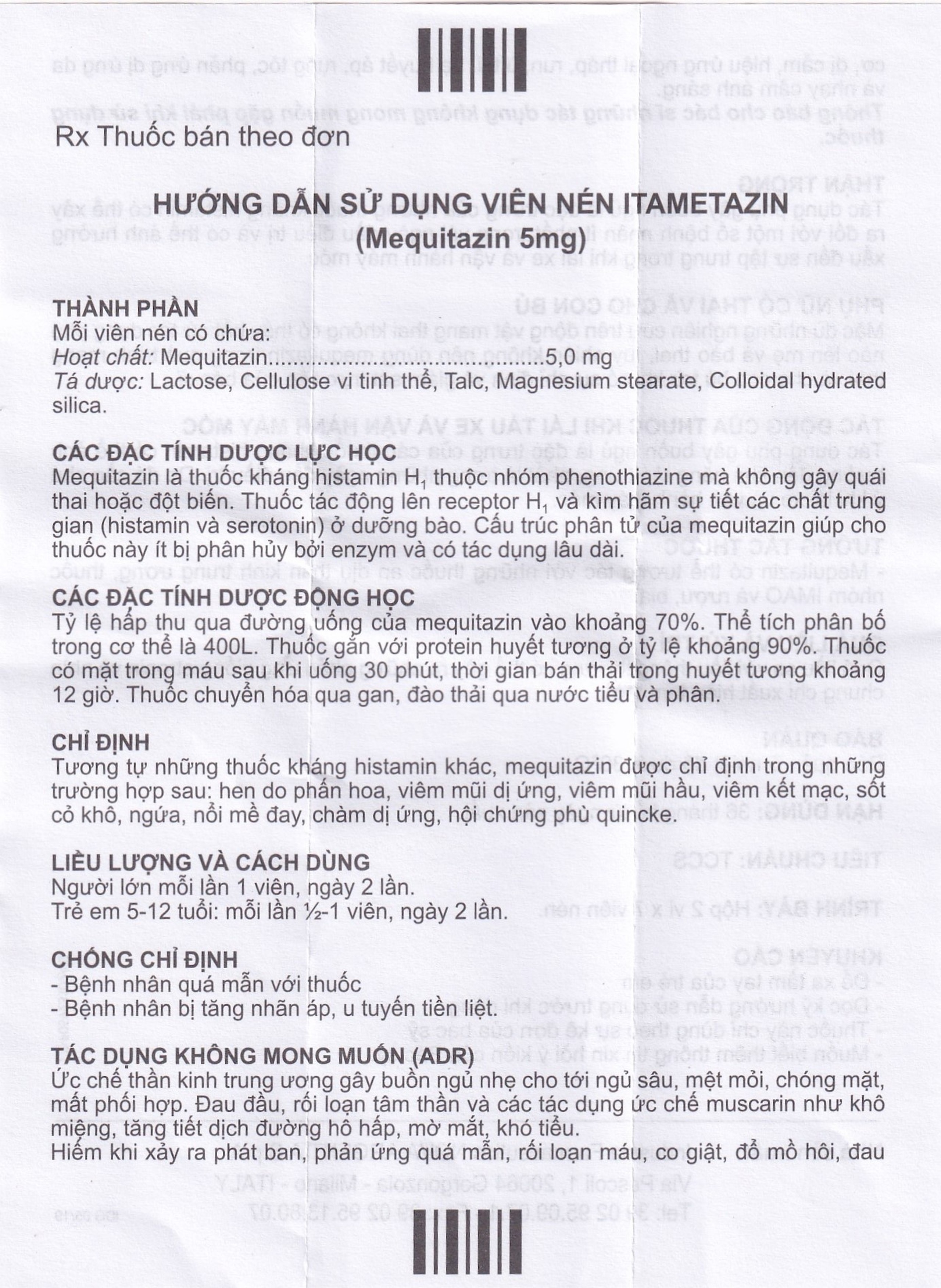 Viên nén Itametazin 5mg Nova Argentia điều trị hen do phấn hoa, viêm mũi dị ứng, viêm kết mạc (2 vỉ x 7 viên)