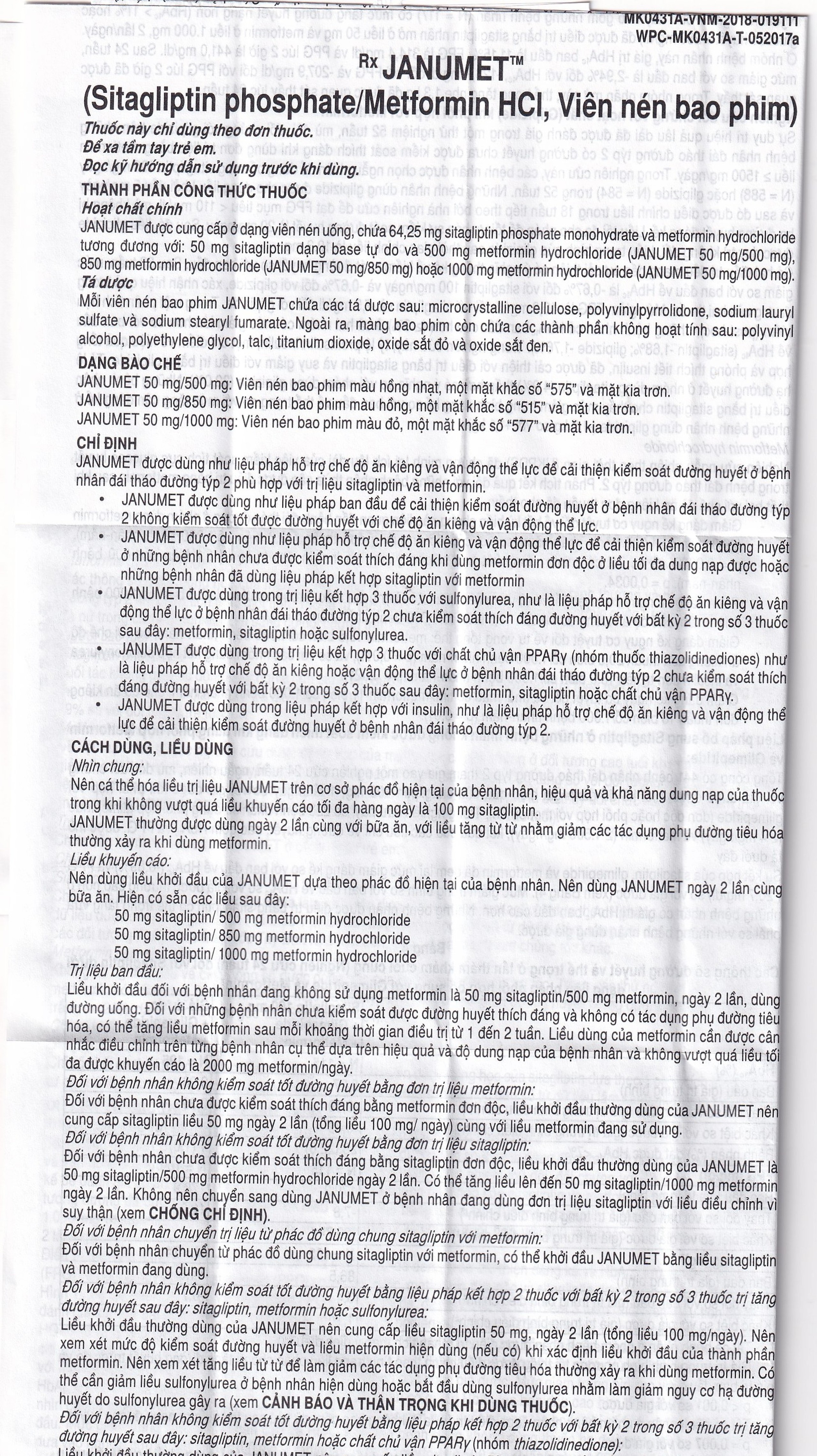 Viên nén Janumet 50mg/500mg MSD điều trị đái tháo đường típ 2 (4 vỉ x 7 viên)