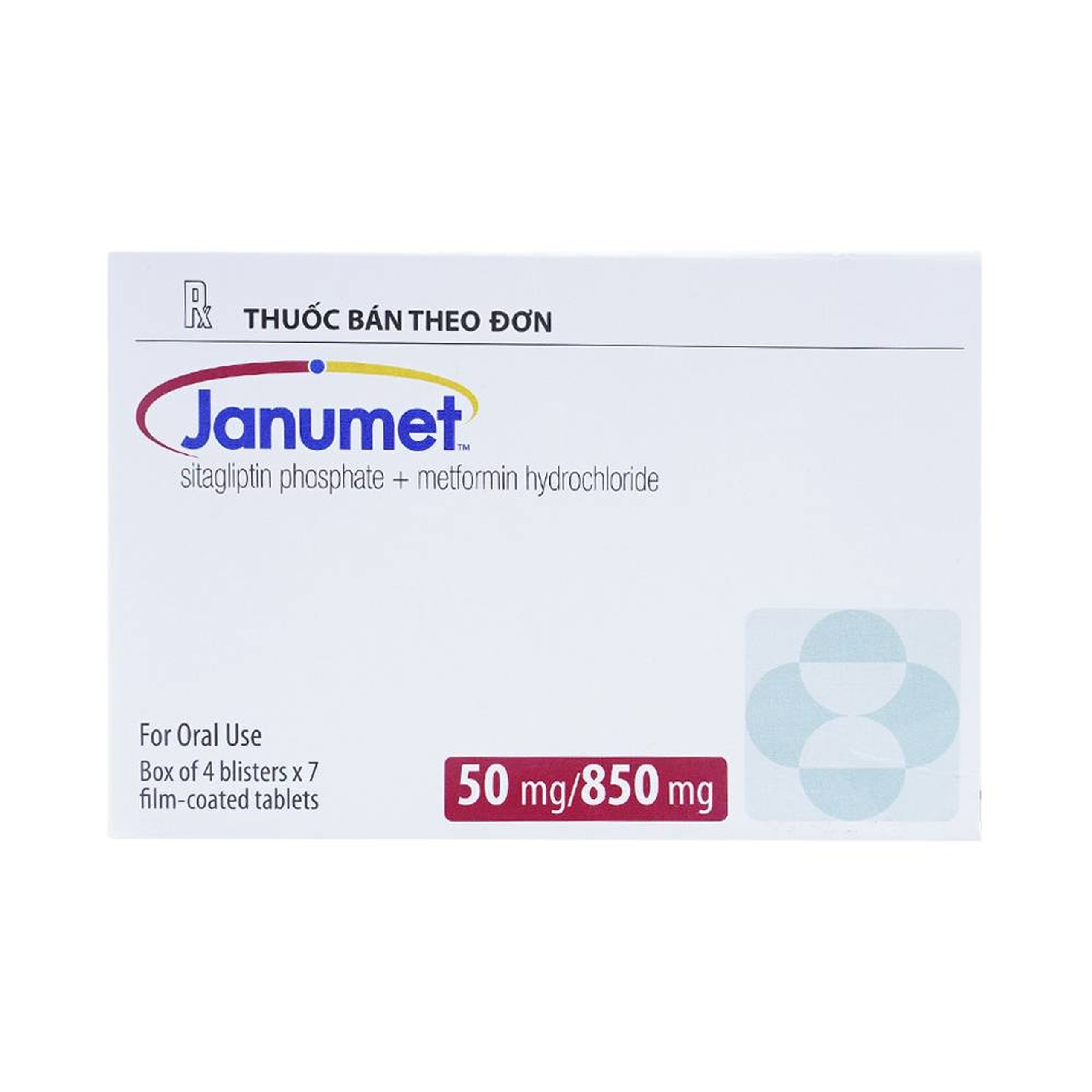 Viên nén Janumet 50mg/850mg MSD điều trị đái tháo đường típ 2 (4 vỉ x 7 viên)
