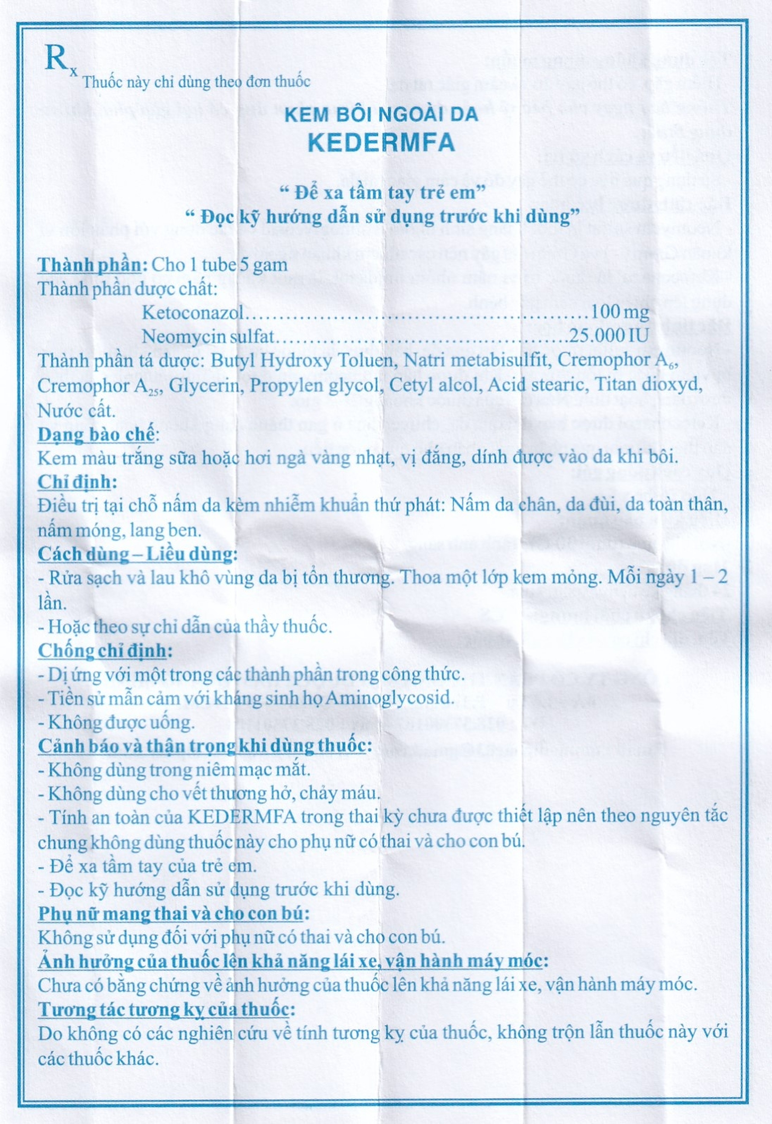 Kem bôi da Kedermfa QM. Mediphar điều trị nấm da chân, da đùi, da toàn thân, nấm móng, lang ben (5g)