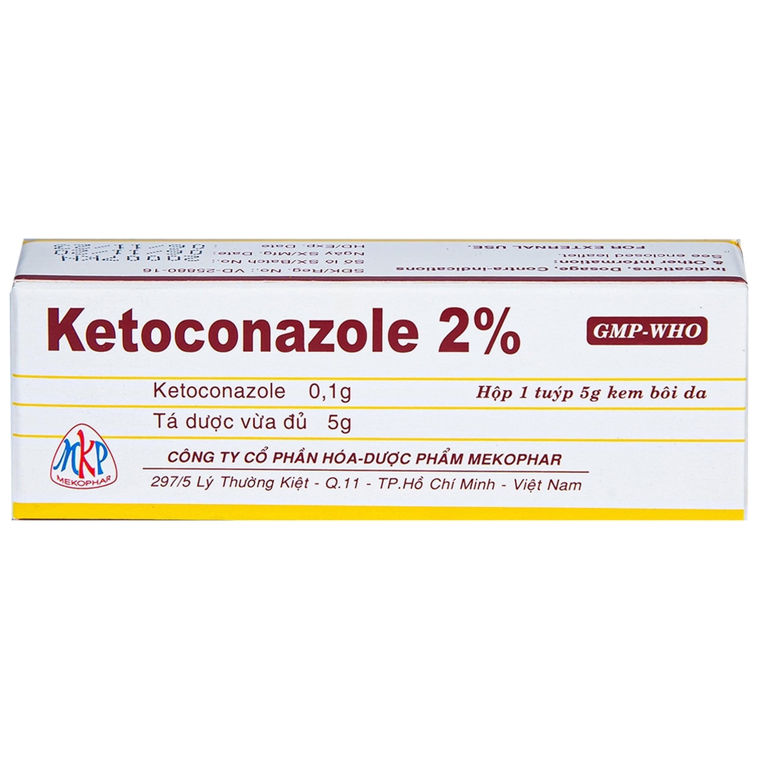 Kem bôi da Ketoconazole 2% Mekophar điều trị nấm ở da và niêm mạc (5g) 